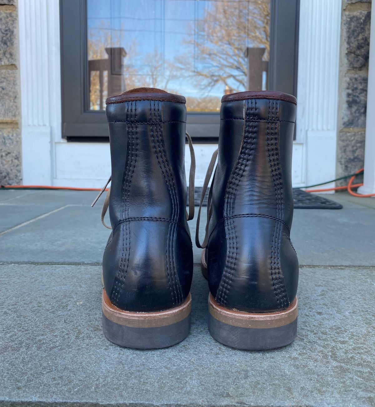 Photo by patinathunderdome on January 5, 2022 of the Brother Bridge Hunter in Horween Black Chromexcel.