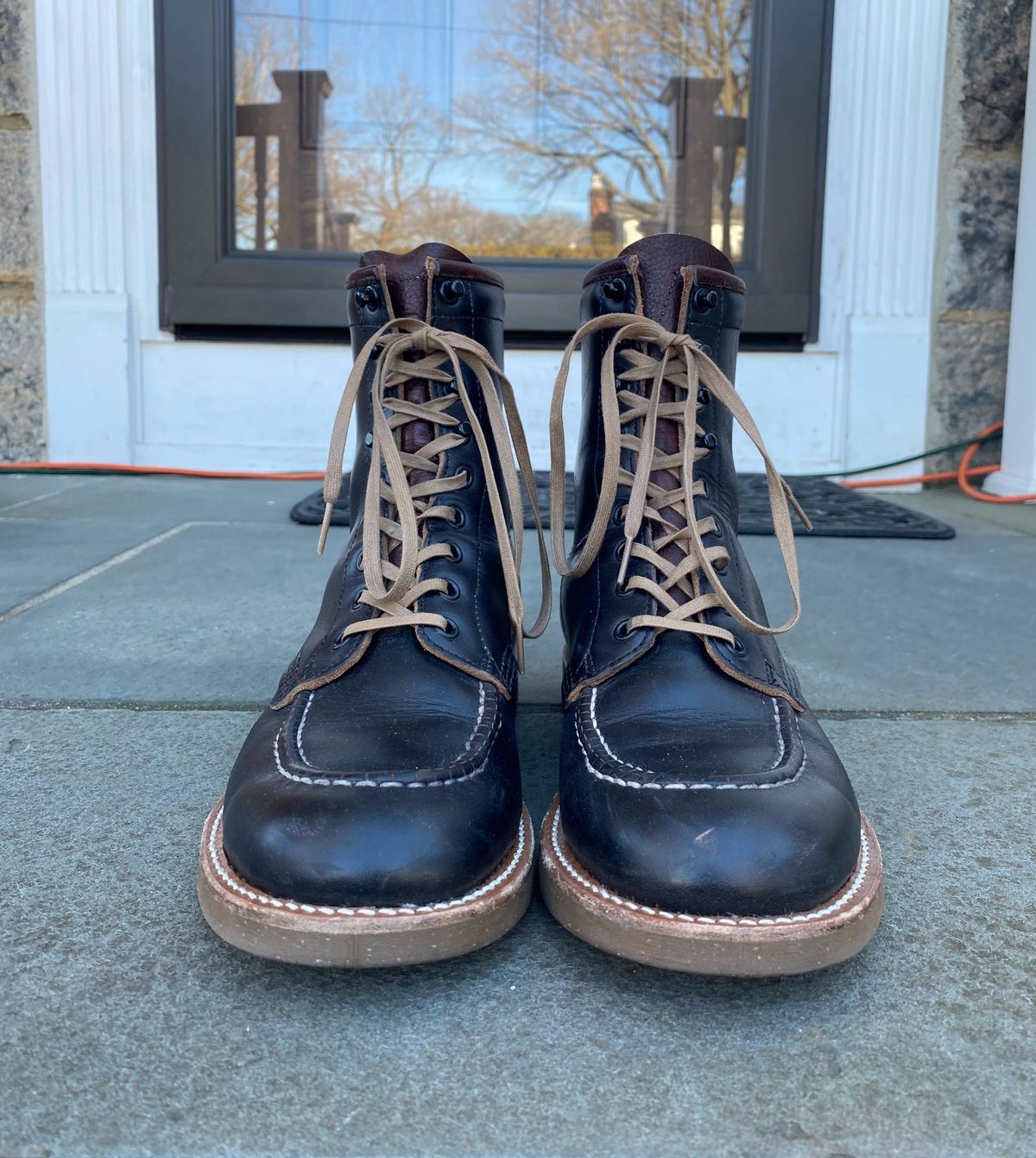 Photo by patinathunderdome on January 5, 2022 of the Brother Bridge Hunter in Horween Black Chromexcel.