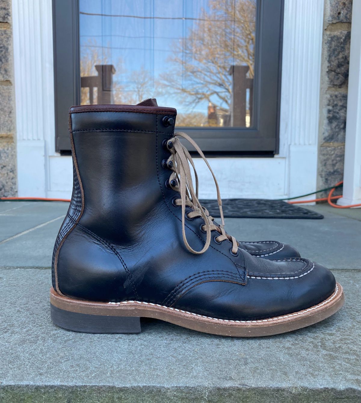 Photo by patinathunderdome on January 5, 2022 of the Brother Bridge Hunter in Horween Black Chromexcel.