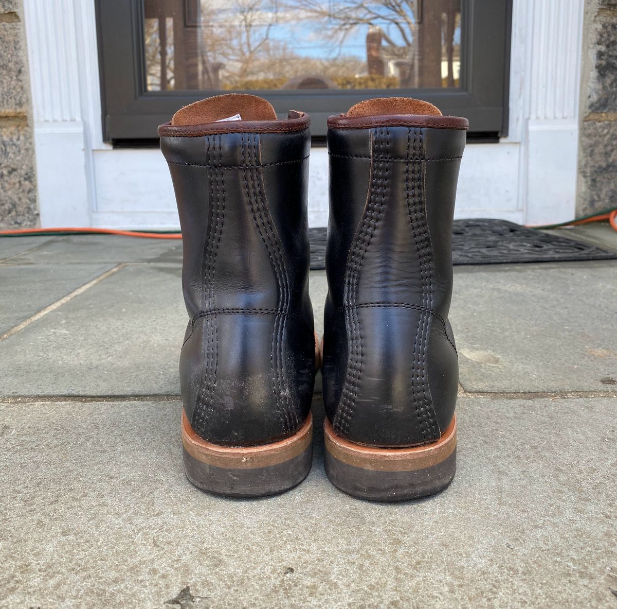Photo by patinathunderdome on February 6, 2022 of the Brother Bridge Hunter in Horween Black Chromexcel.
