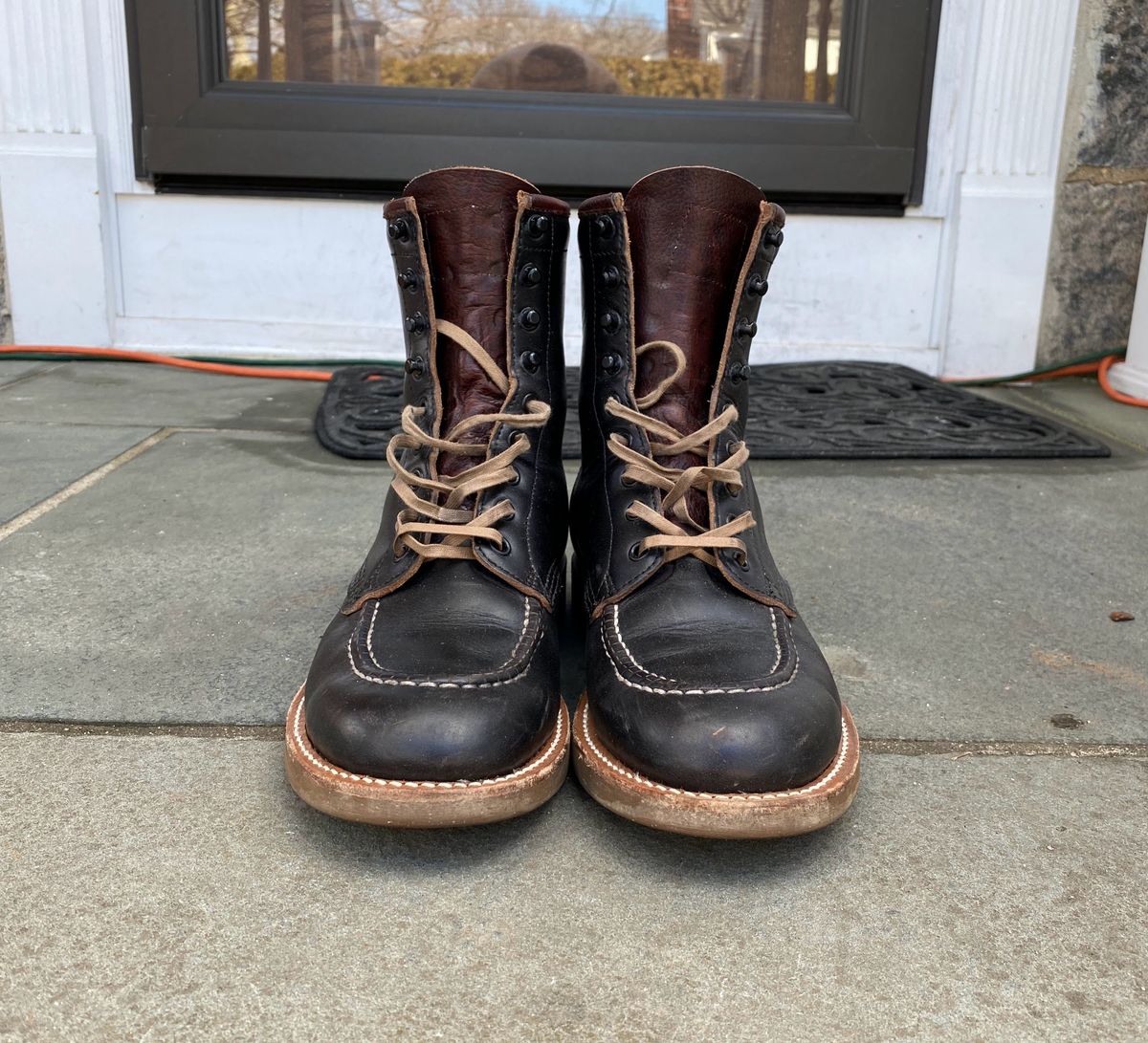 Photo by patinathunderdome on February 6, 2022 of the Brother Bridge Hunter in Horween Black Chromexcel.