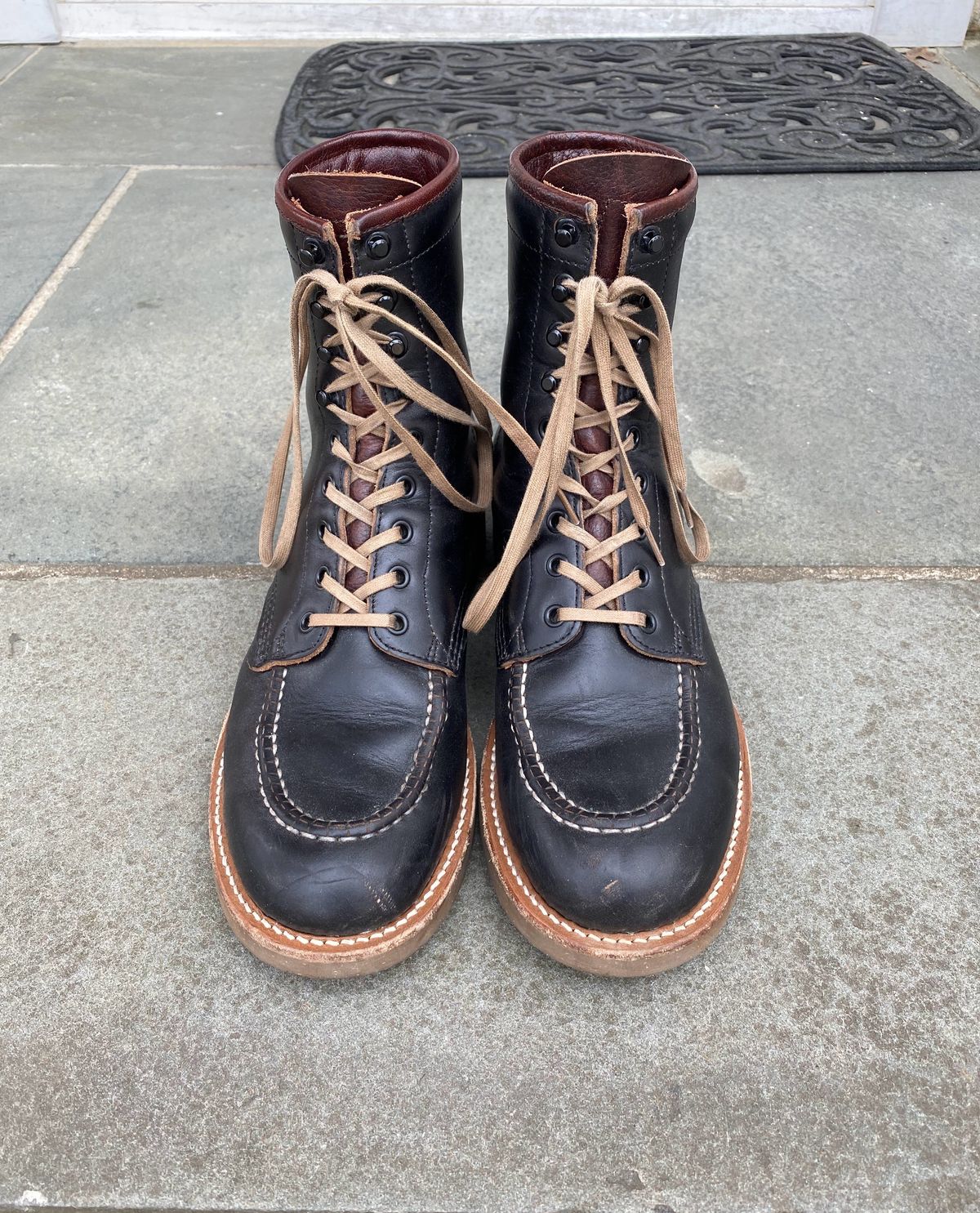 Photo by patinathunderdome on March 6, 2022 of the Brother Bridge Hunter in Horween Black Chromexcel.