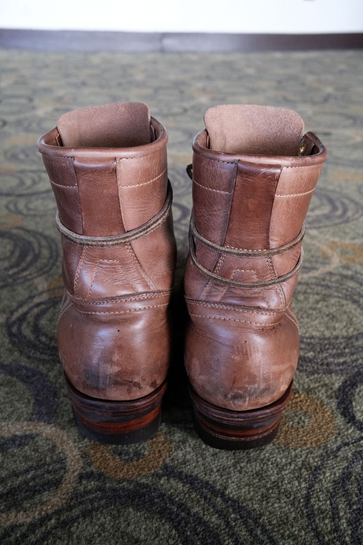 Photo by patinathunderdome on December 3, 2021 of the Motor Lace Up Boots in Horween Natural Chromexcel.