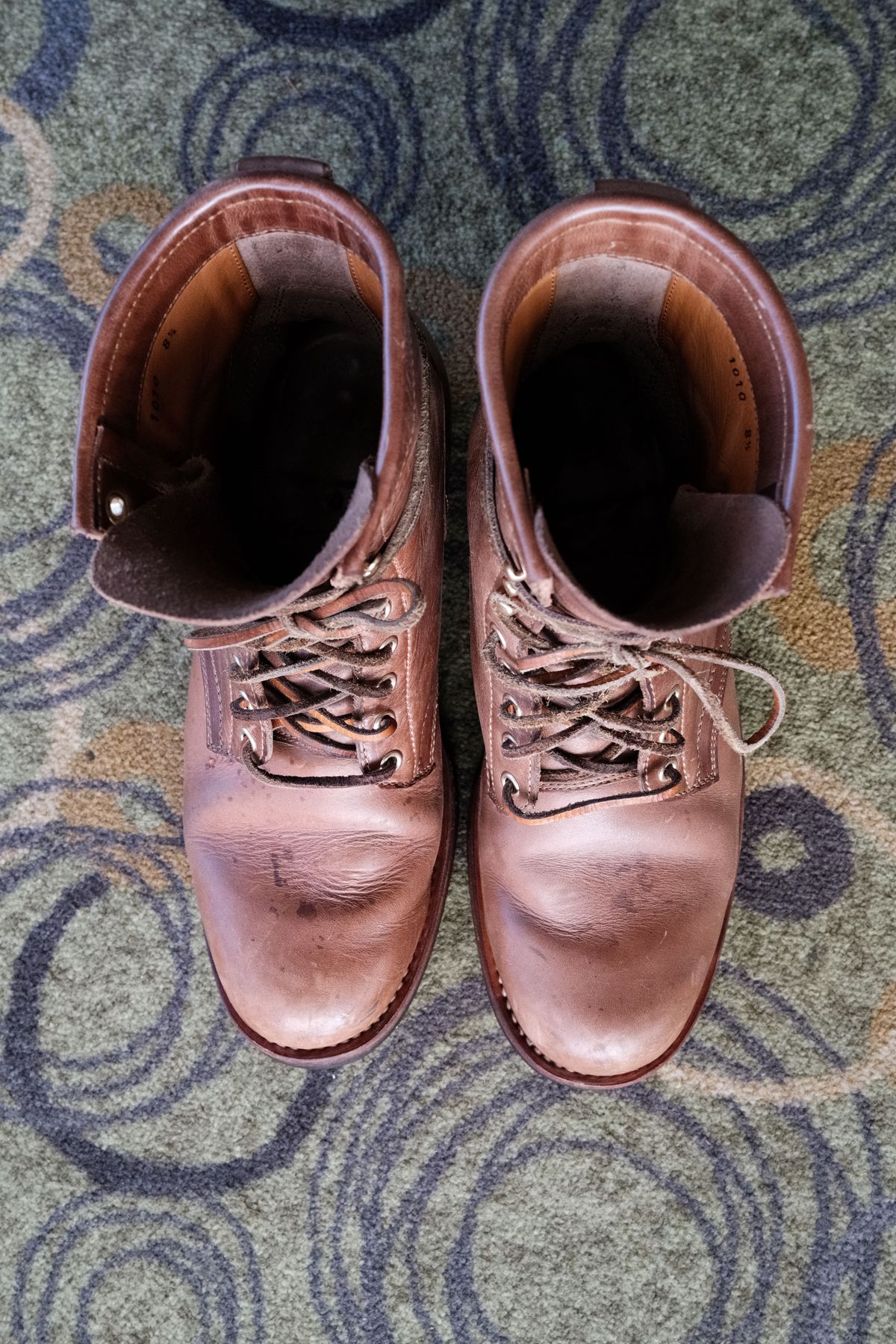 Photo by patinathunderdome on December 3, 2021 of the Motor Lace Up Boots in Horween Natural Chromexcel.