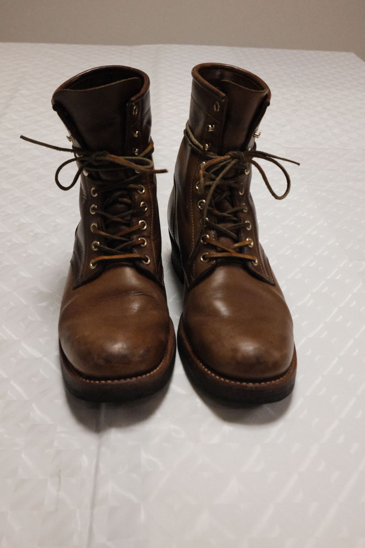 Photo by patinathunderdome on January 4, 2022 of the Motor Lace Up Boots in Horween Natural Chromexcel.
