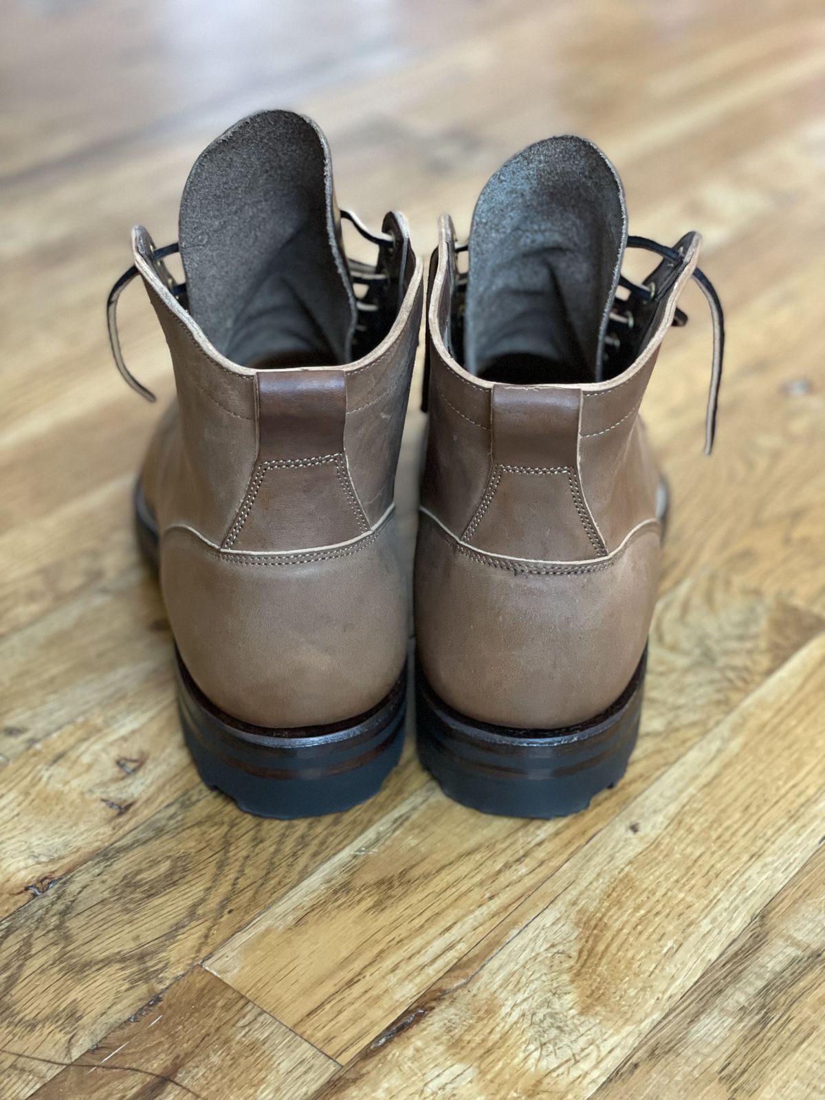 Photo by patinathunderdome on September 30, 2021 of the Viberg Service Boot in Maryam Toscanello Horsebutt.