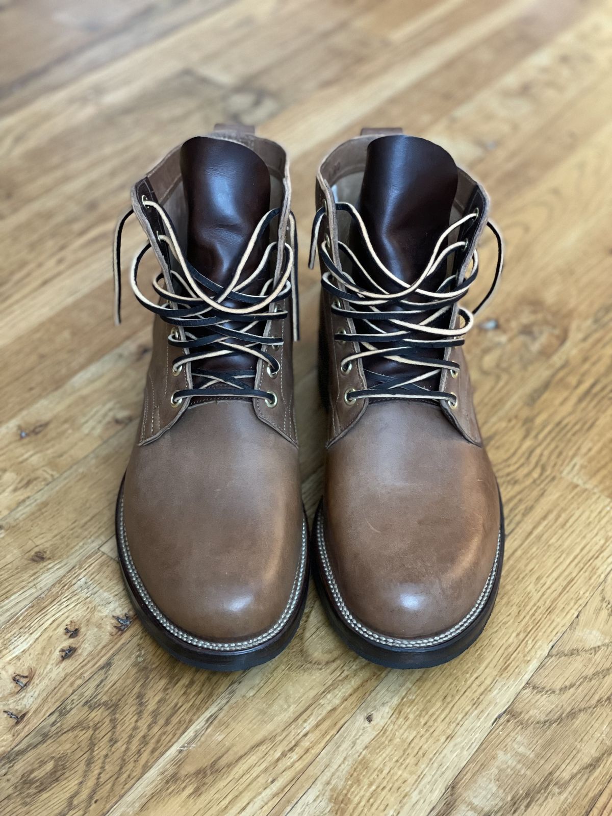 Photo by patinathunderdome on September 30, 2021 of the Viberg Service Boot in Maryam Toscanello Horsebutt.