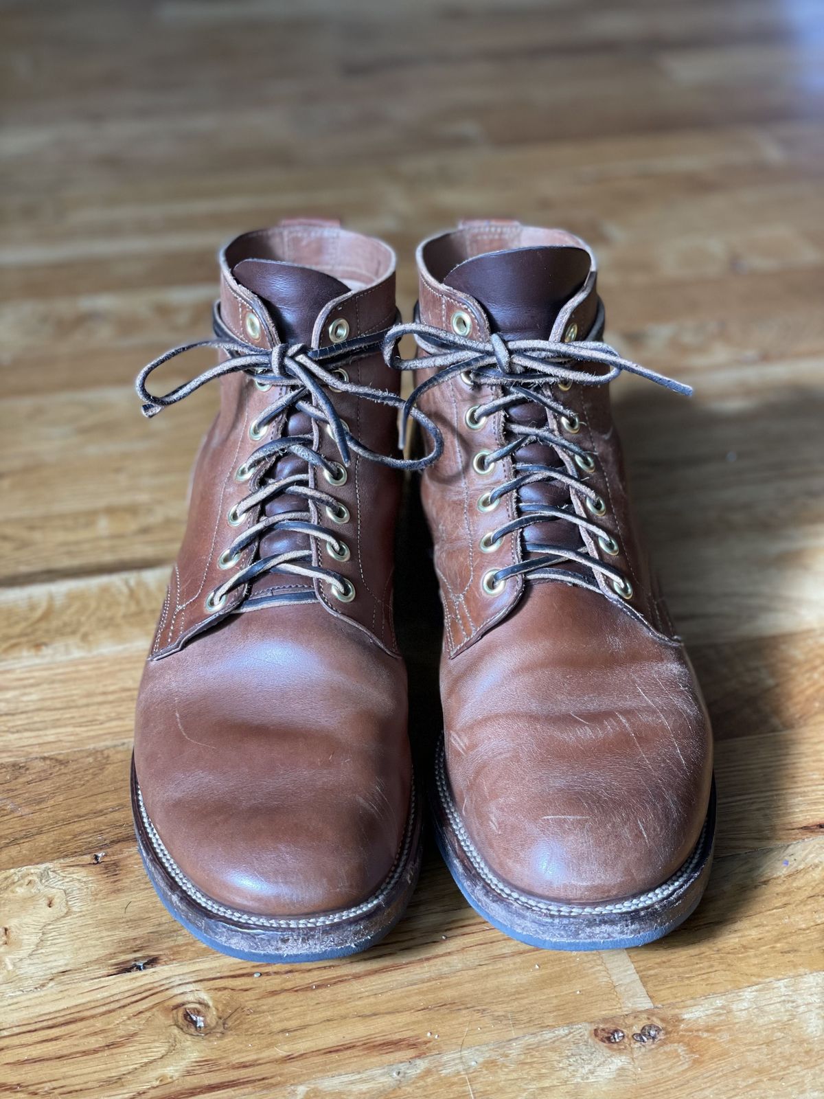 Photo by patinathunderdome on November 2, 2021 of the Viberg Service Boot in Maryam Toscanello Horsebutt.