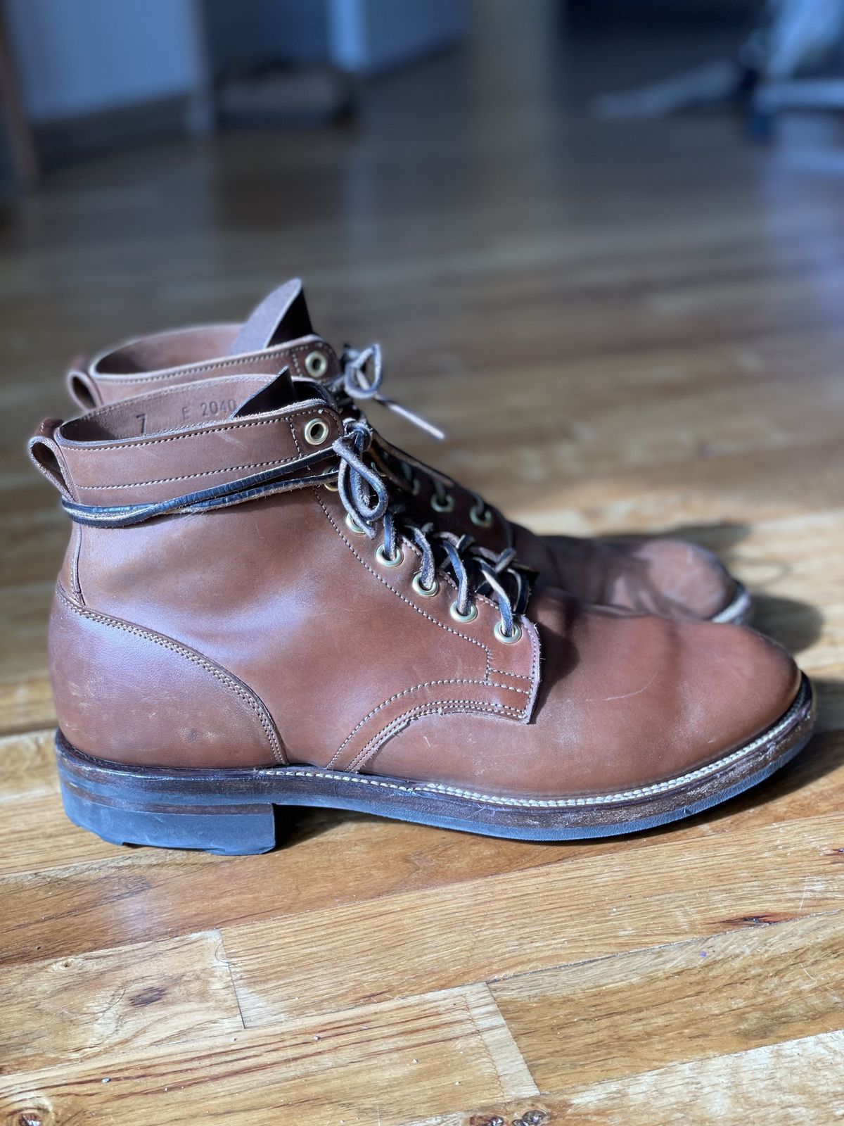 Photo by patinathunderdome on November 2, 2021 of the Viberg Service Boot in Maryam Toscanello Horsebutt.