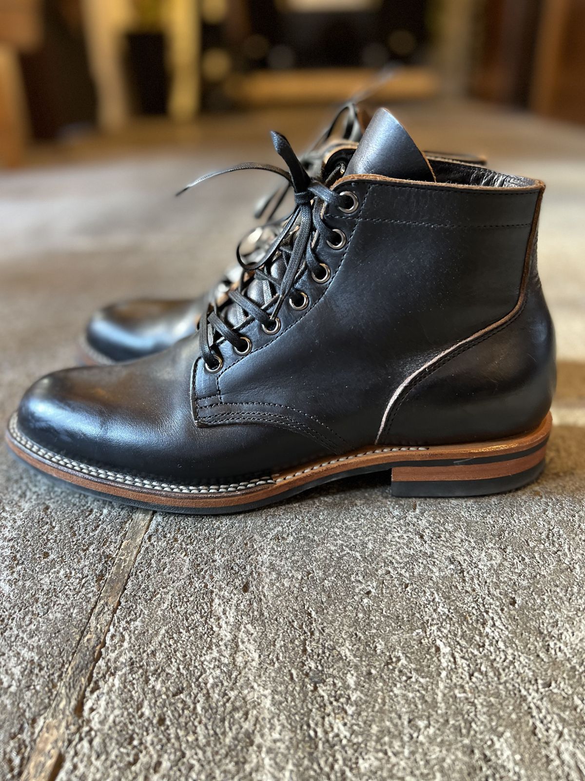 Photo by patinathunderdome on November 5, 2021 of the Viberg Service Boot in Horween Black Chromexcel.