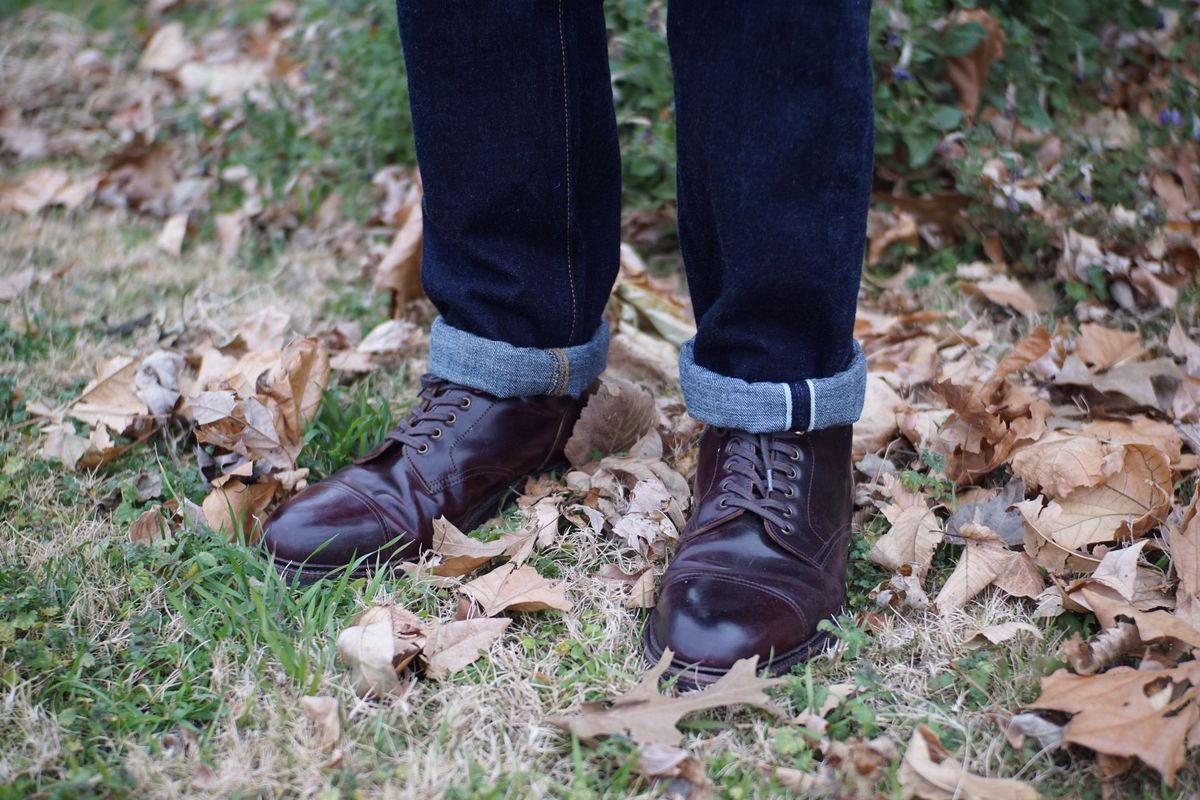 Photo by patinathunderdome on December 5, 2021 of the Meermin Derby Boot in Horween Color 8 Shell Cordovan.