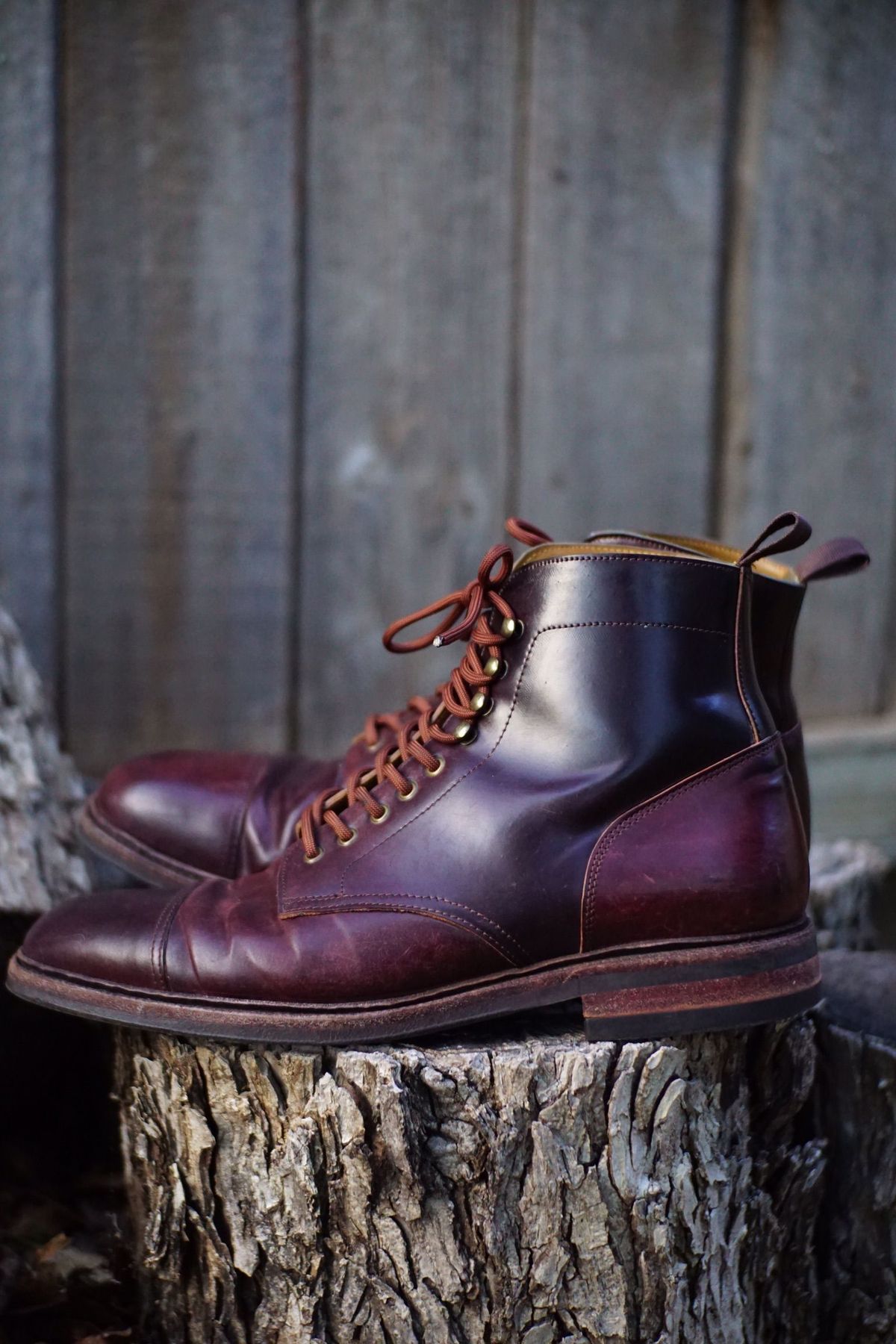 Photo by patinathunderdome on May 5, 2022 of the Meermin Derby Boot in Horween Color 8 Shell Cordovan.