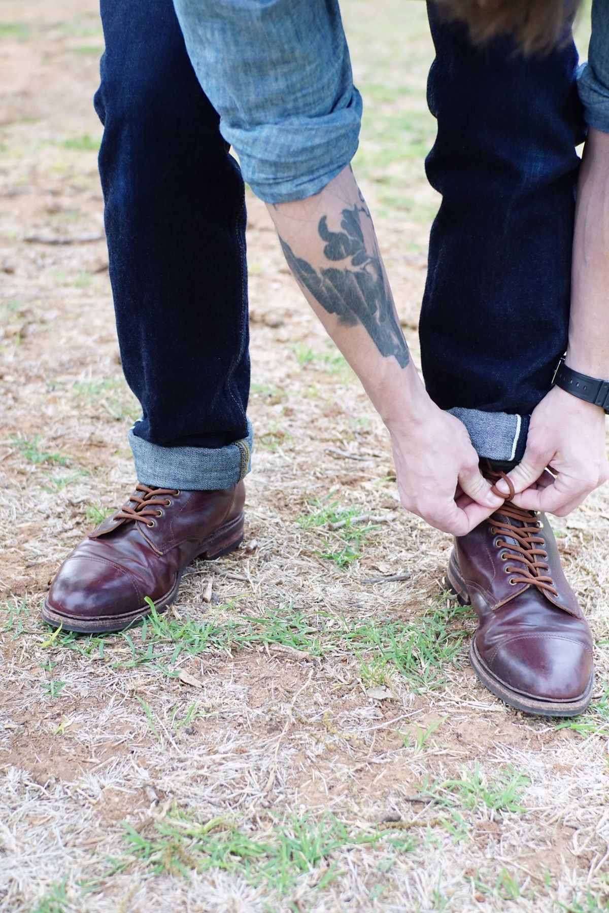 Photo by patinathunderdome on May 5, 2022 of the Meermin Derby Boot in Horween Color 8 Shell Cordovan.