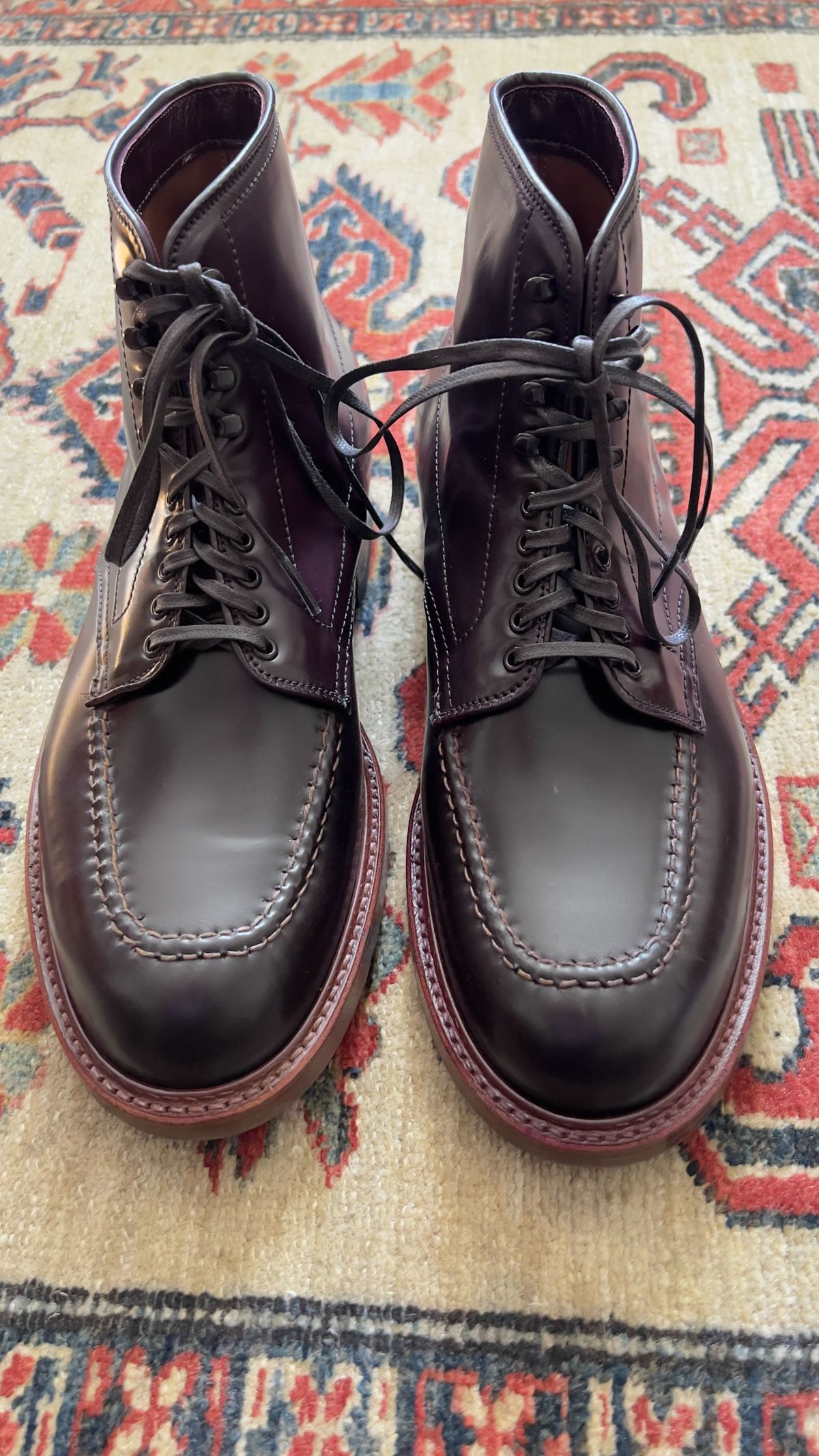 Photo by patinathunderdome on October 1, 2021 of the Alden Indy Boot in Horween Color 8 Shell Cordovan.