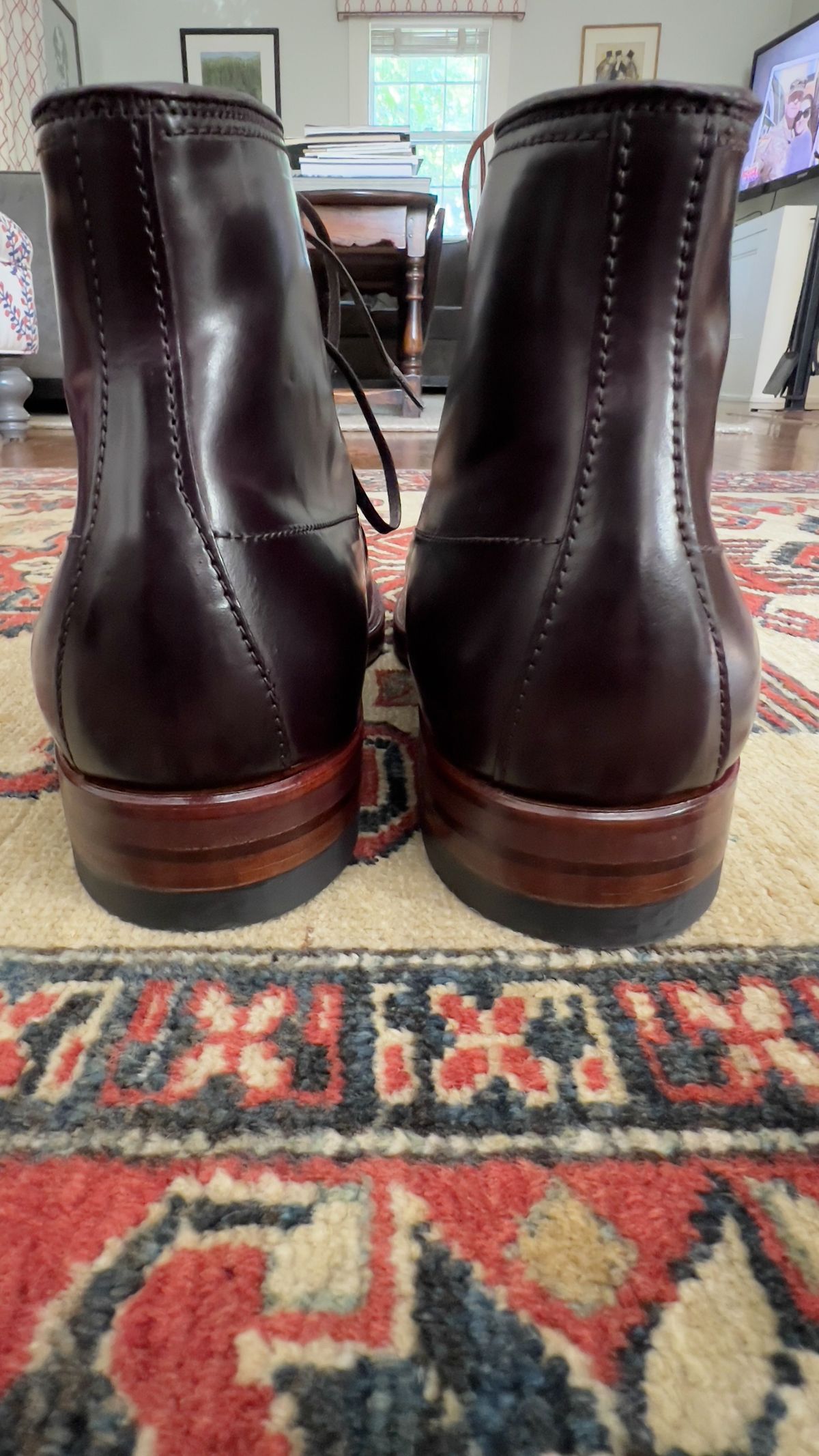 Photo by patinathunderdome on October 1, 2021 of the Alden Indy Boot in Horween Color 8 Shell Cordovan.