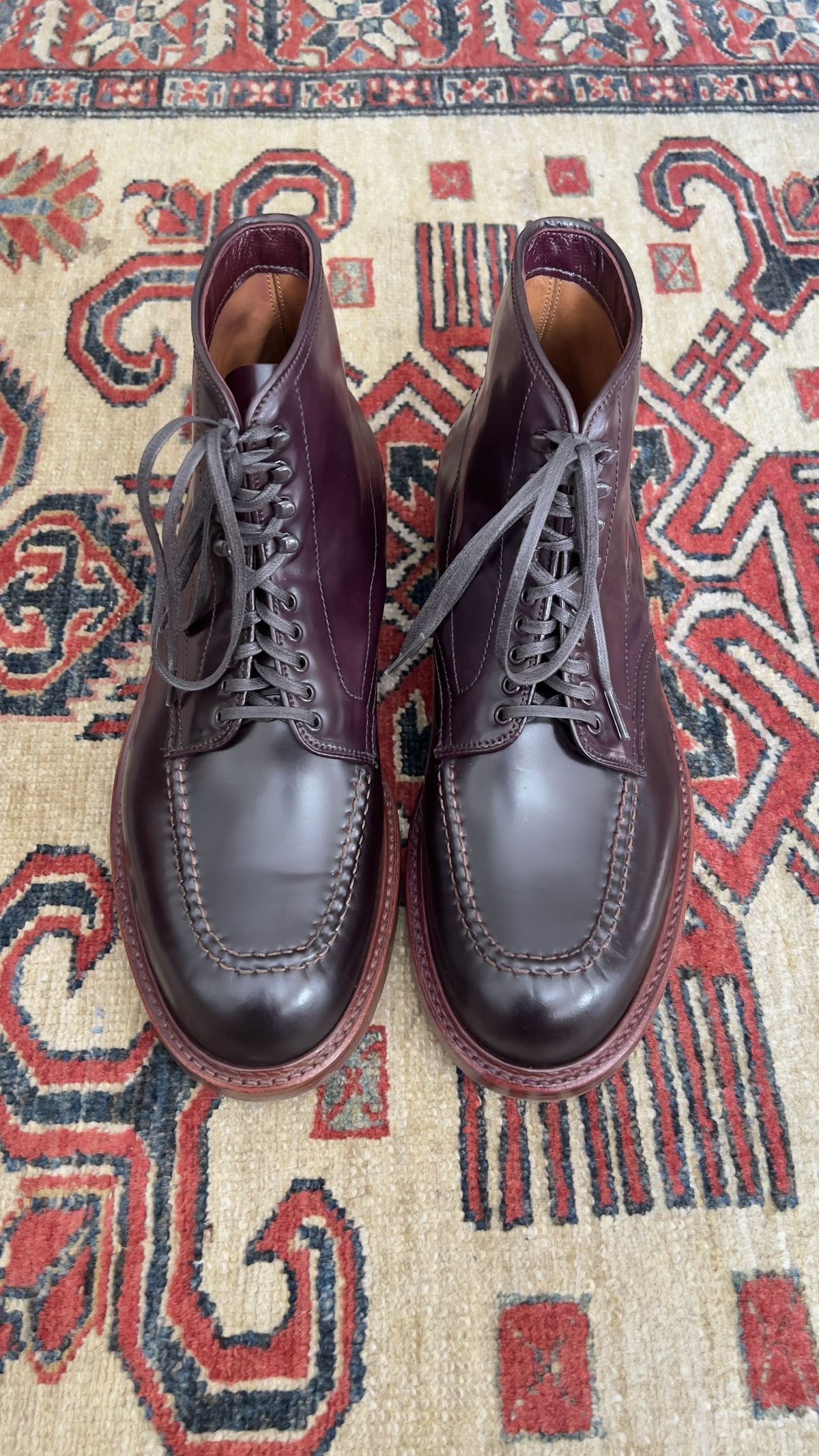 Photo by patinathunderdome on October 1, 2021 of the Alden Indy Boot in Horween Color 8 Shell Cordovan.