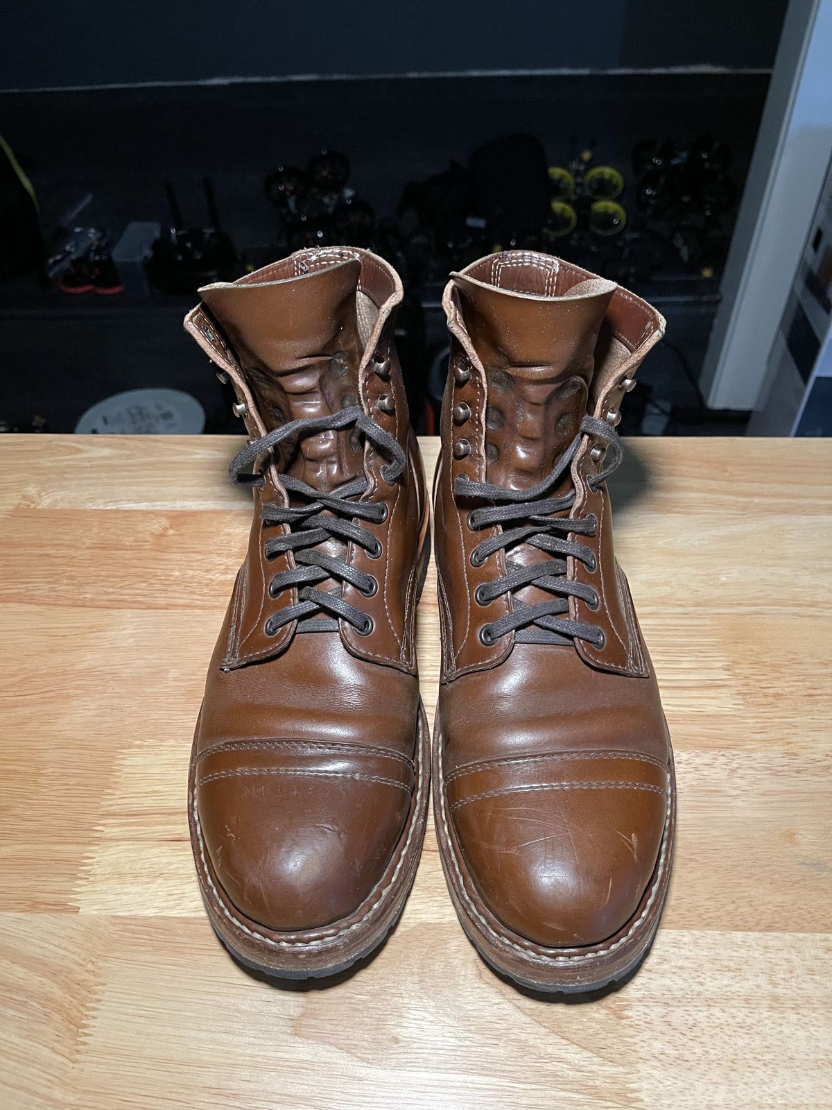 Photo by patinathunderdome on December 5, 2021 of the White's MP-M1TC in Horween British Tan Chromexcel.