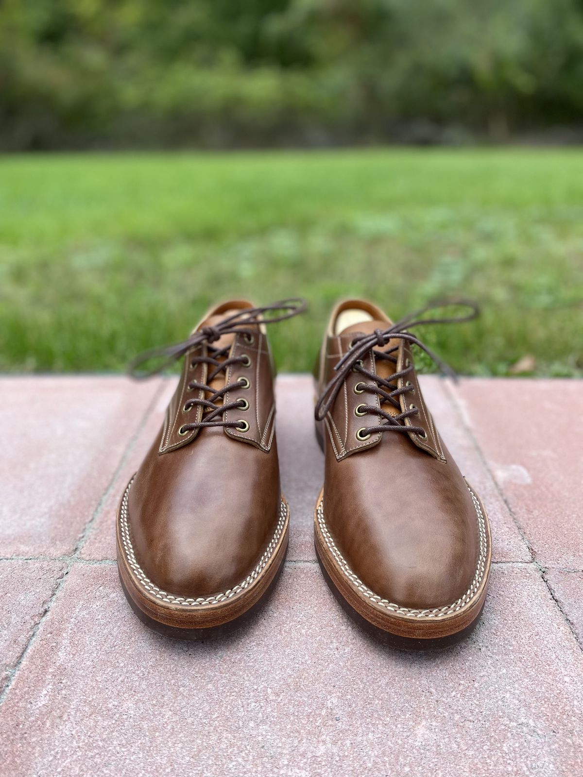Photo by patinathunderdome on September 30, 2021 of the Onderhoud LVL01 Derby Boot in Maryam Toscanello Horsebutt.