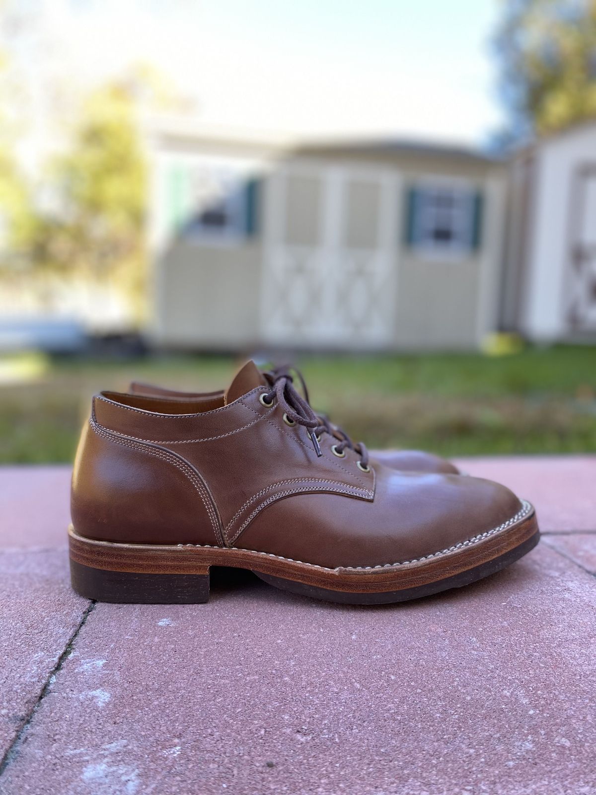 Photo by patinathunderdome on November 1, 2021 of the Onderhoud LVL01 Derby Boot in Maryam Toscanello Horsebutt.