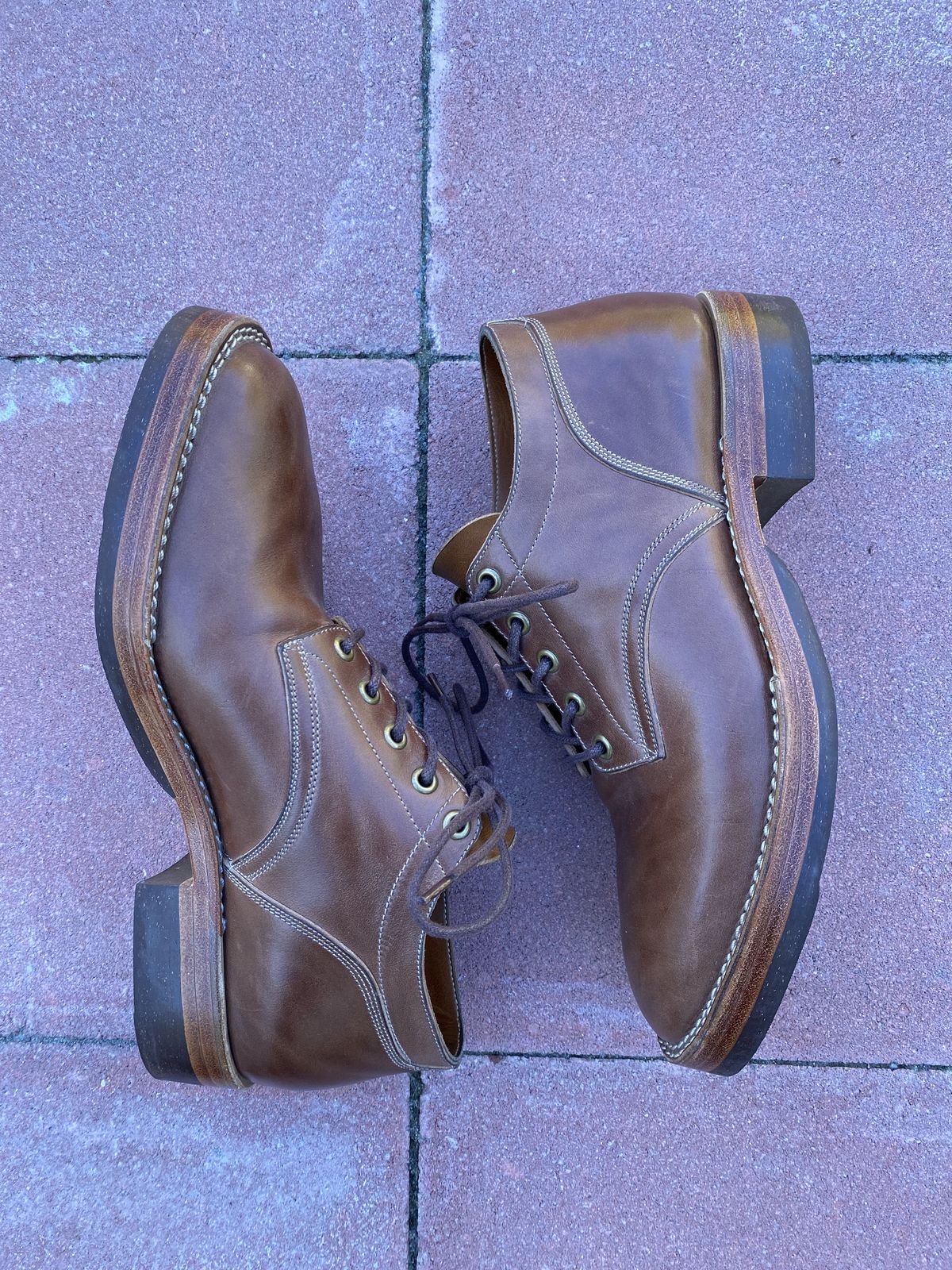 Photo by patinathunderdome on November 1, 2021 of the Onderhoud LVL01 Derby Boot in Maryam Toscanello Horsebutt.