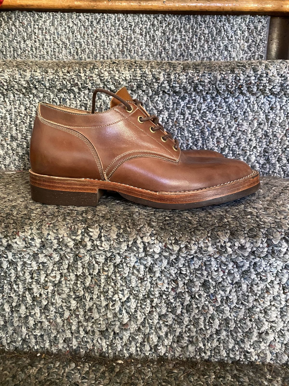 Photo by patinathunderdome on December 1, 2021 of the Onderhoud LVL01 Derby Boot in Maryam Toscanello Horsebutt.