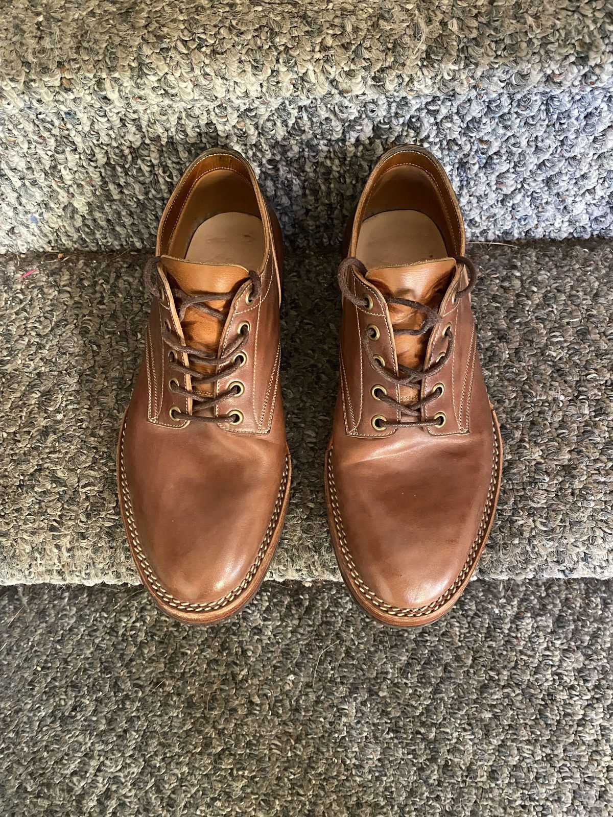 Photo by patinathunderdome on December 1, 2021 of the Onderhoud LVL01 Derby Boot in Maryam Toscanello Horsebutt.