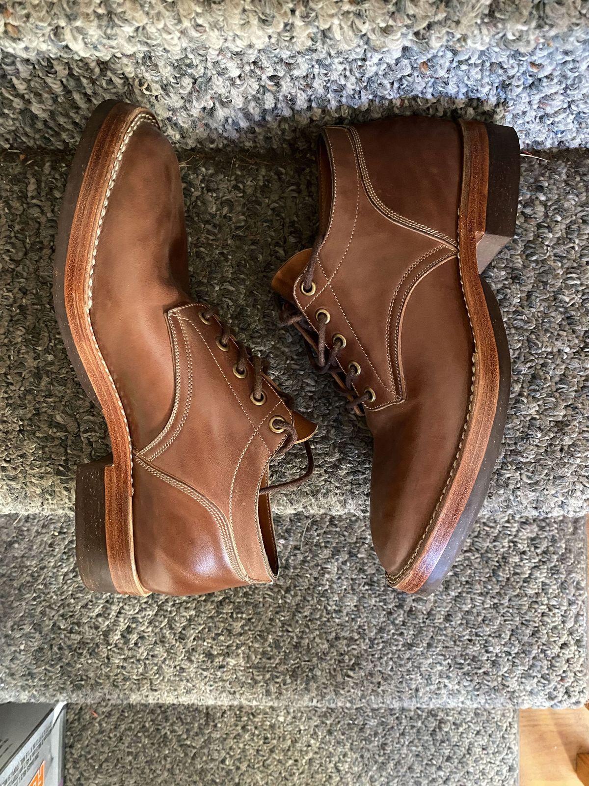 Photo by patinathunderdome on December 1, 2021 of the Onderhoud LVL01 Derby Boot in Maryam Toscanello Horsebutt.