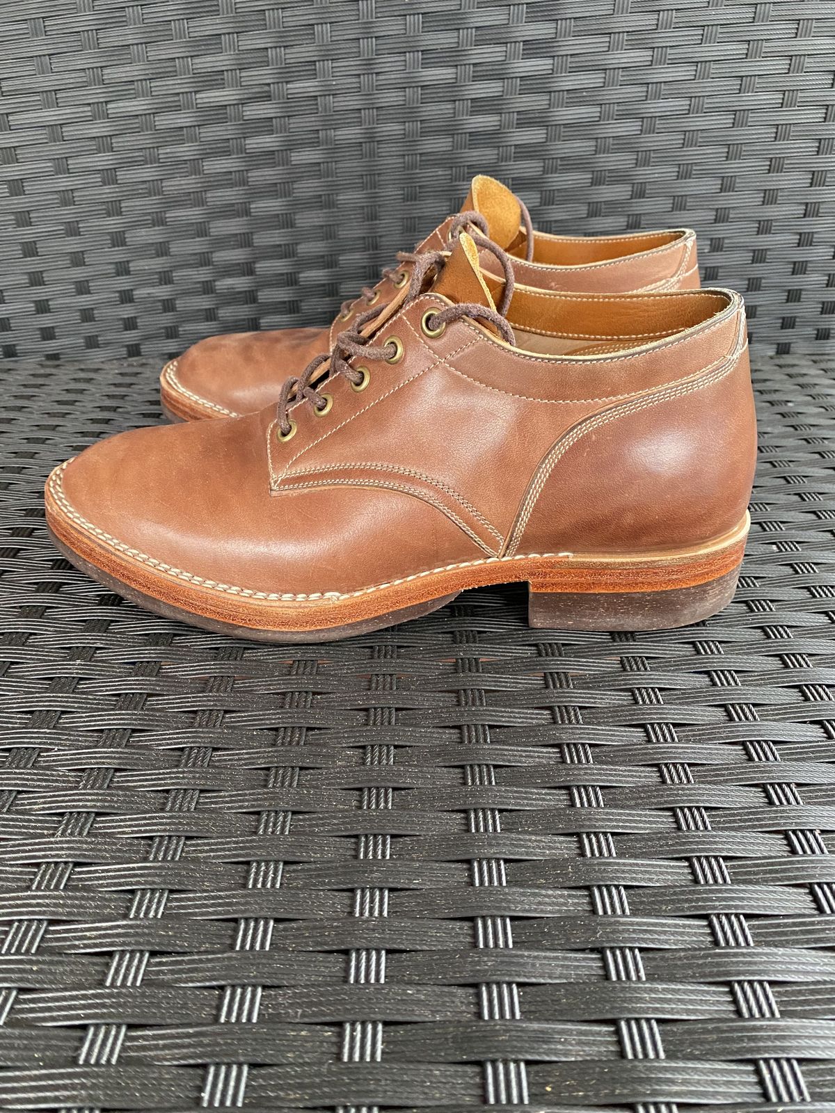 Photo by patinathunderdome on January 1, 2022 of the Onderhoud LVL01 Derby Boot in Maryam Toscanello Horsebutt.