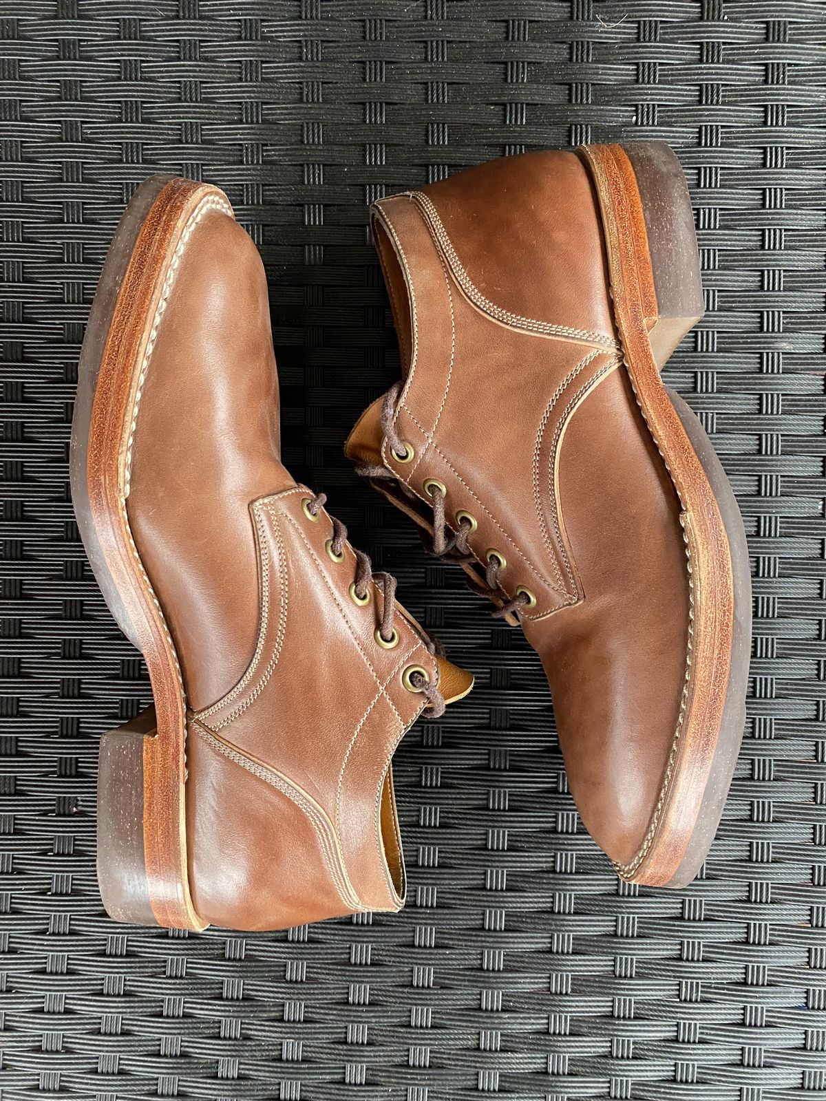 Photo by patinathunderdome on January 1, 2022 of the Onderhoud LVL01 Derby Boot in Maryam Toscanello Horsebutt.
