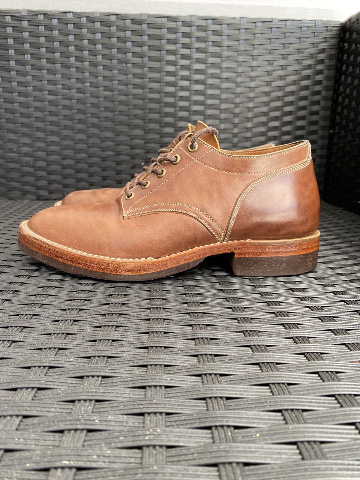 Photo by patinathunderdome on February 1, 2022 of the Onderhoud LVL01 Derby Boot in Maryam Toscanello Horsebutt.