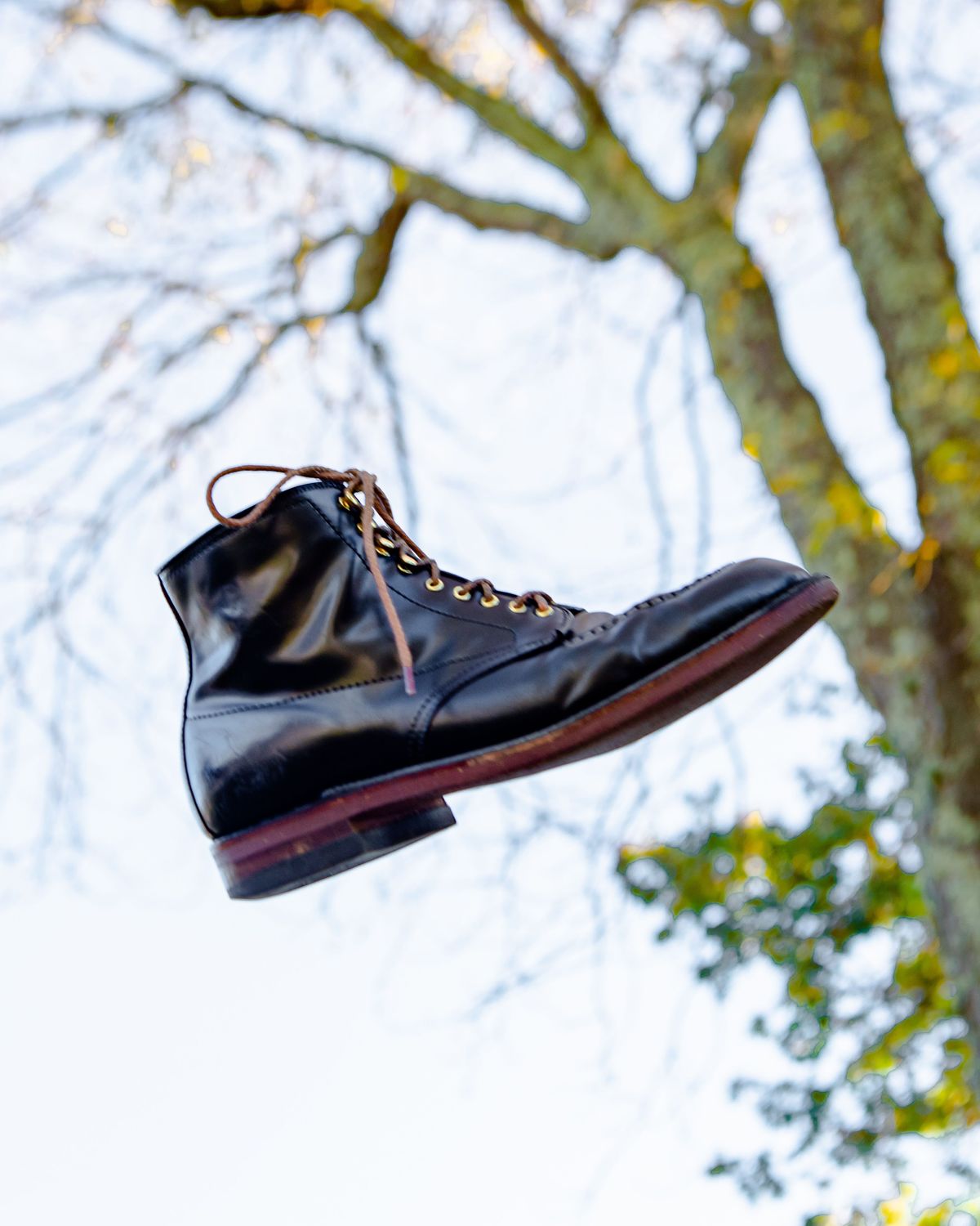 Photo by patinathunderdome on November 1, 2021 of the Alden Indy Boot in Horween Black Shell Cordovan.