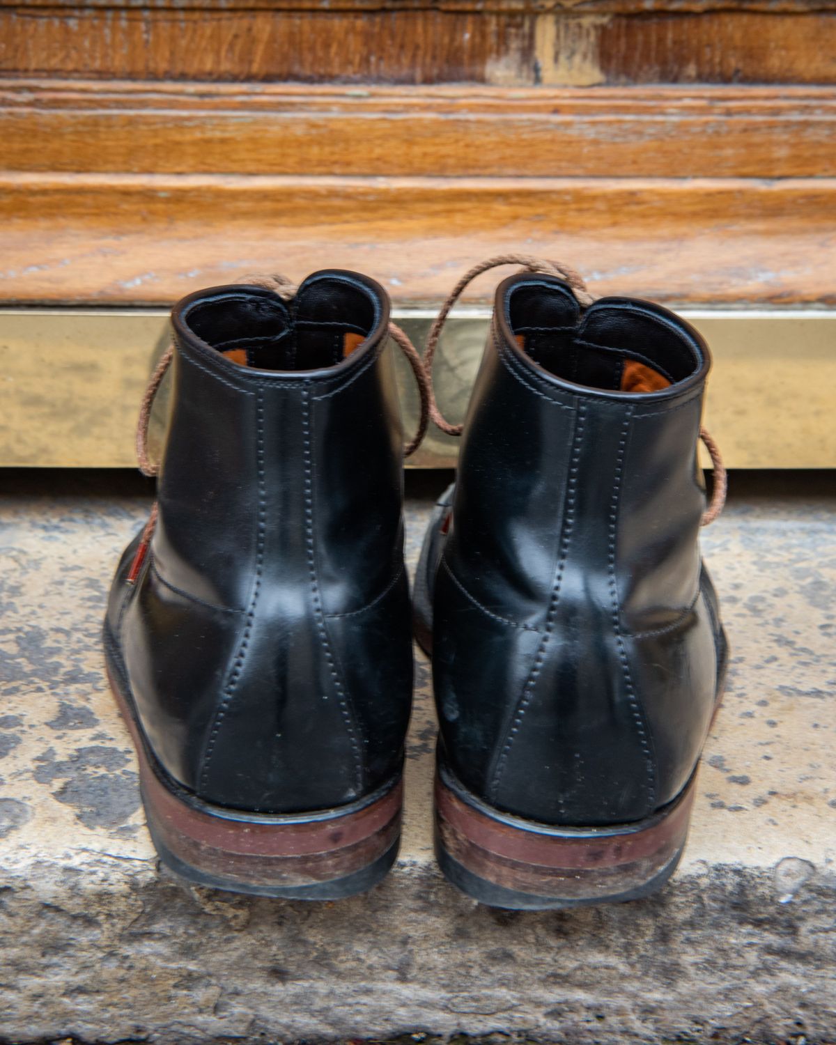 Photo by patinathunderdome on February 3, 2022 of the Alden Indy Boot in Horween Black Shell Cordovan.