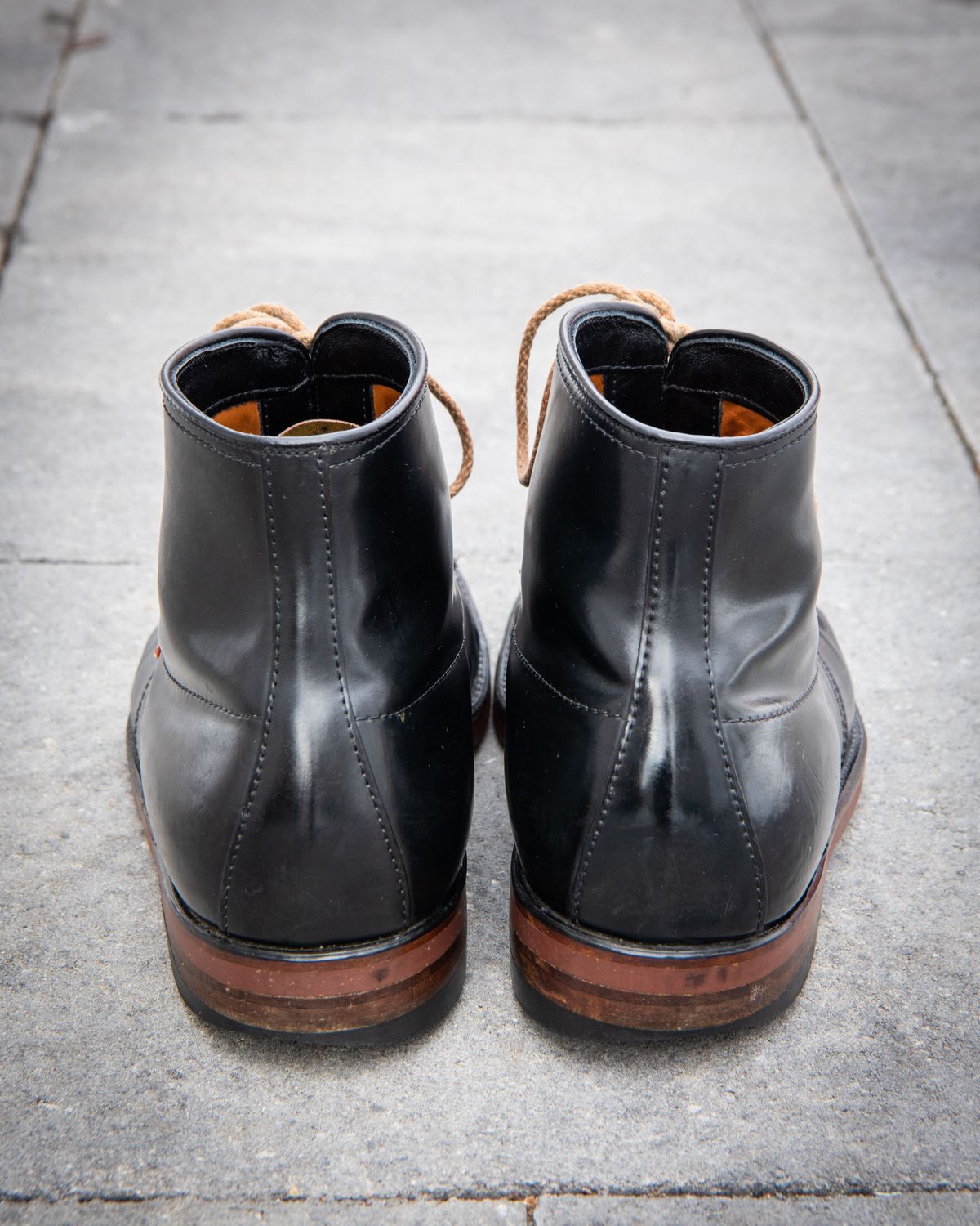 Photo by patinathunderdome on March 2, 2022 of the Alden Indy Boot in Horween Black Shell Cordovan.