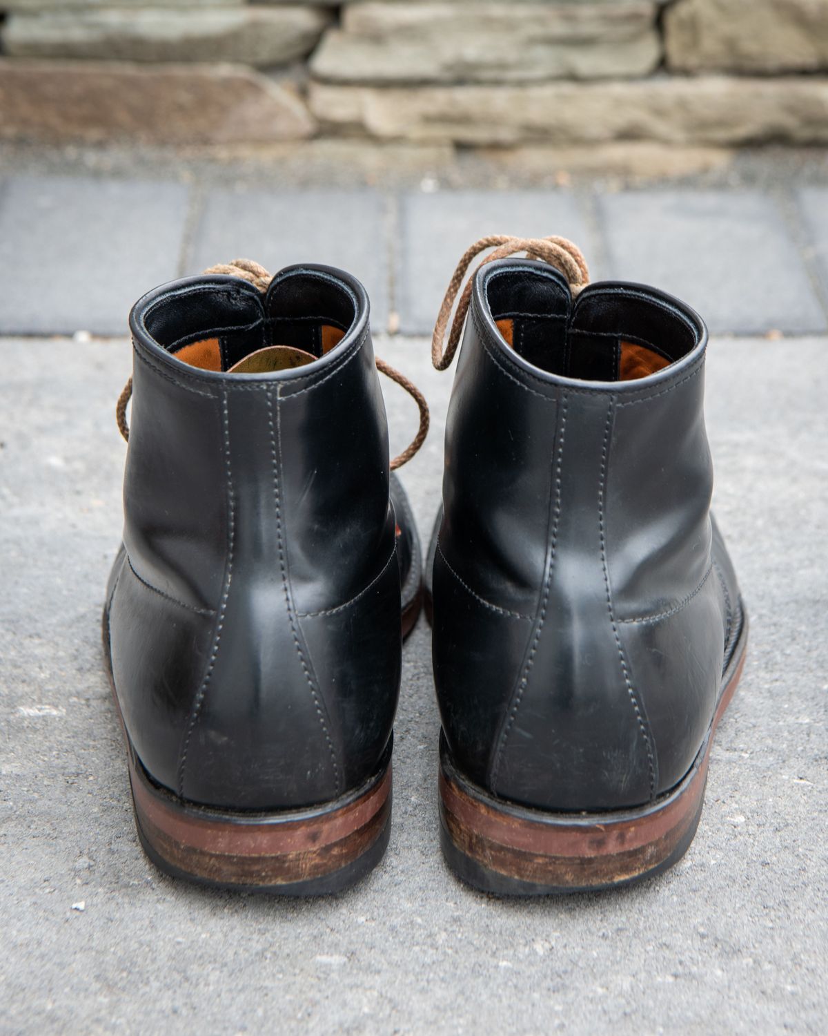 Photo by patinathunderdome on April 3, 2022 of the Alden Indy Boot in Horween Black Shell Cordovan.