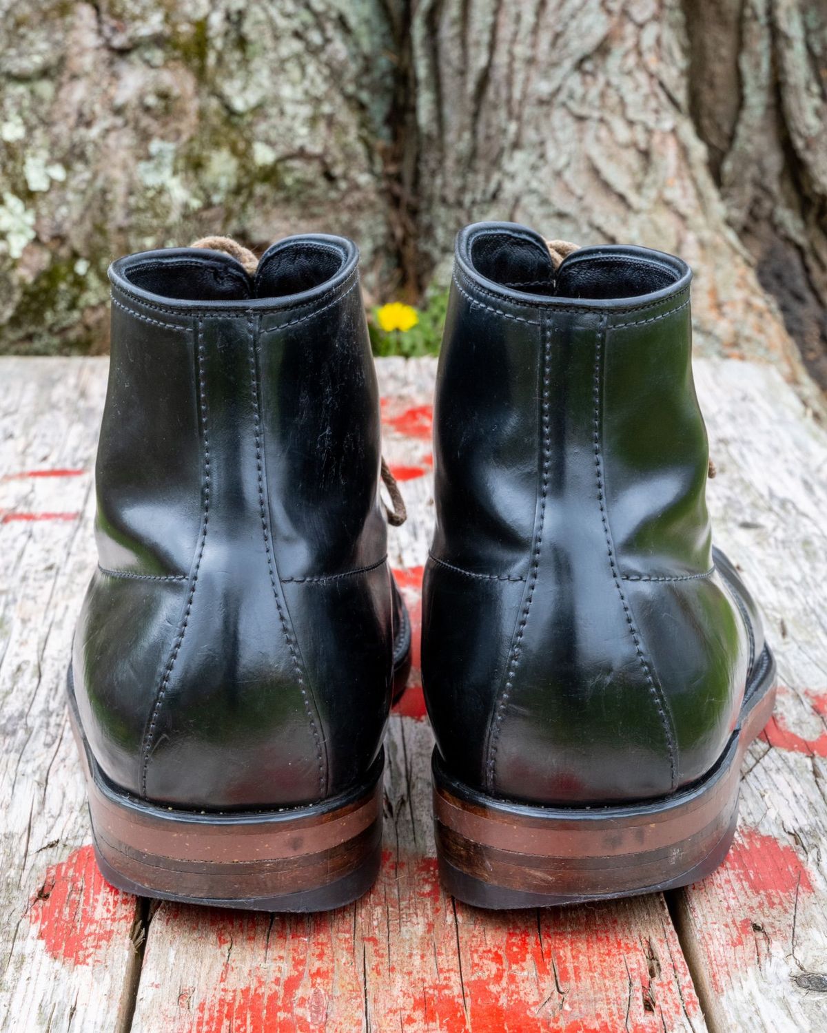 Photo by patinathunderdome on May 2, 2022 of the Alden Indy Boot in Horween Black Shell Cordovan.