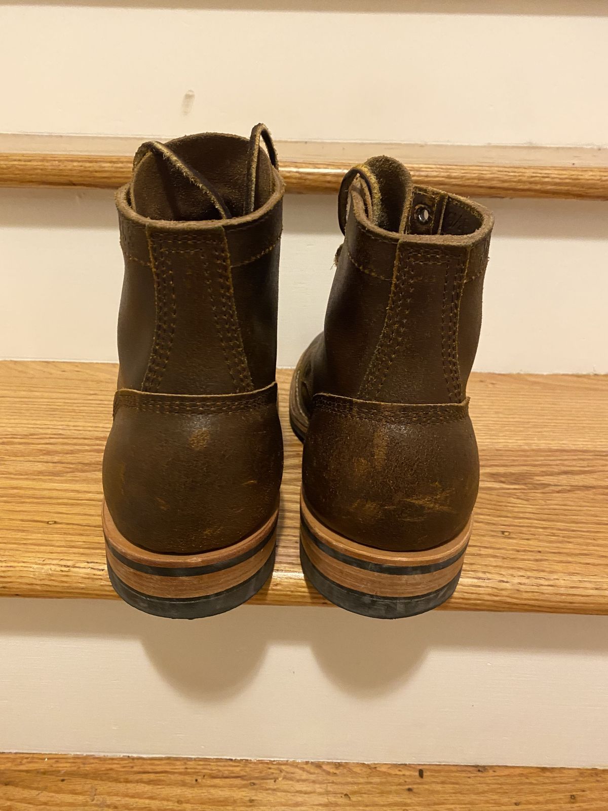 Photo by patinathunderdome on November 5, 2021 of the White's MP-Sherman Toe Cap in Horween Cinnamon Waxed Flesh.