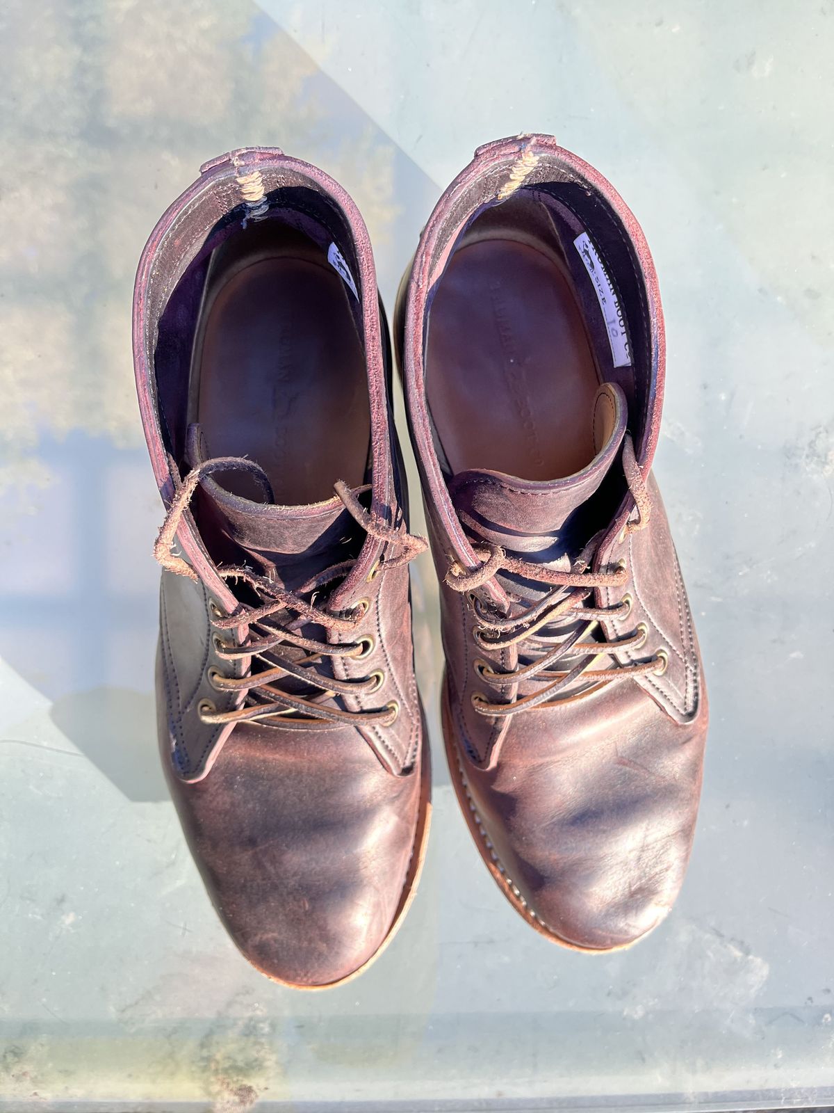 Photo by patinathunderdome on November 6, 2021 of the Truman Chukka in Guidi Aubergine Horse Rump.