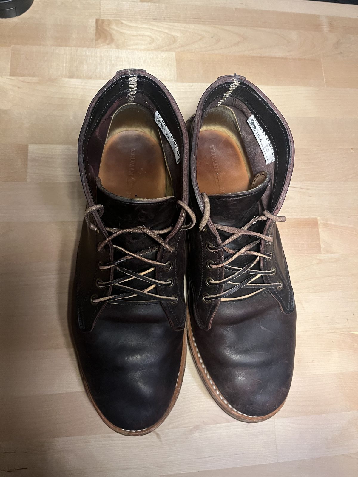 Photo by patinathunderdome on January 6, 2022 of the Truman Chukka in Guidi Aubergine Horse Rump.