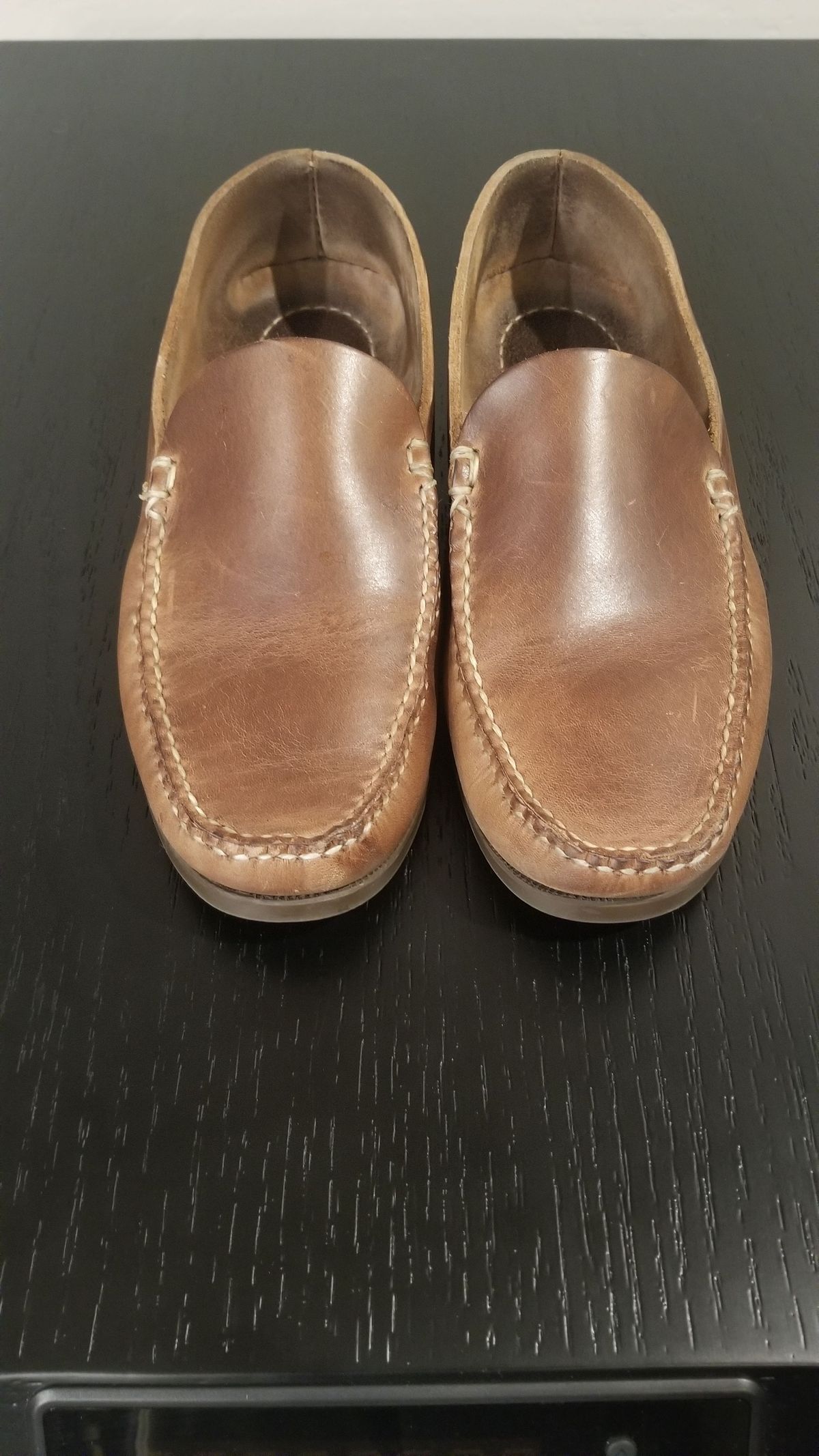 Photo by patinathunderdome on March 6, 2022 of the Oak Street Bootmakers Slip Moc in Horween Natural Chromexcel.