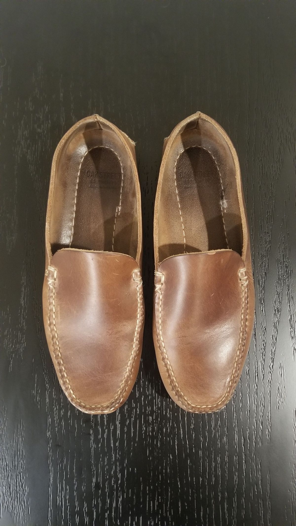 Photo by patinathunderdome on March 6, 2022 of the Oak Street Bootmakers Slip Moc in Horween Natural Chromexcel.