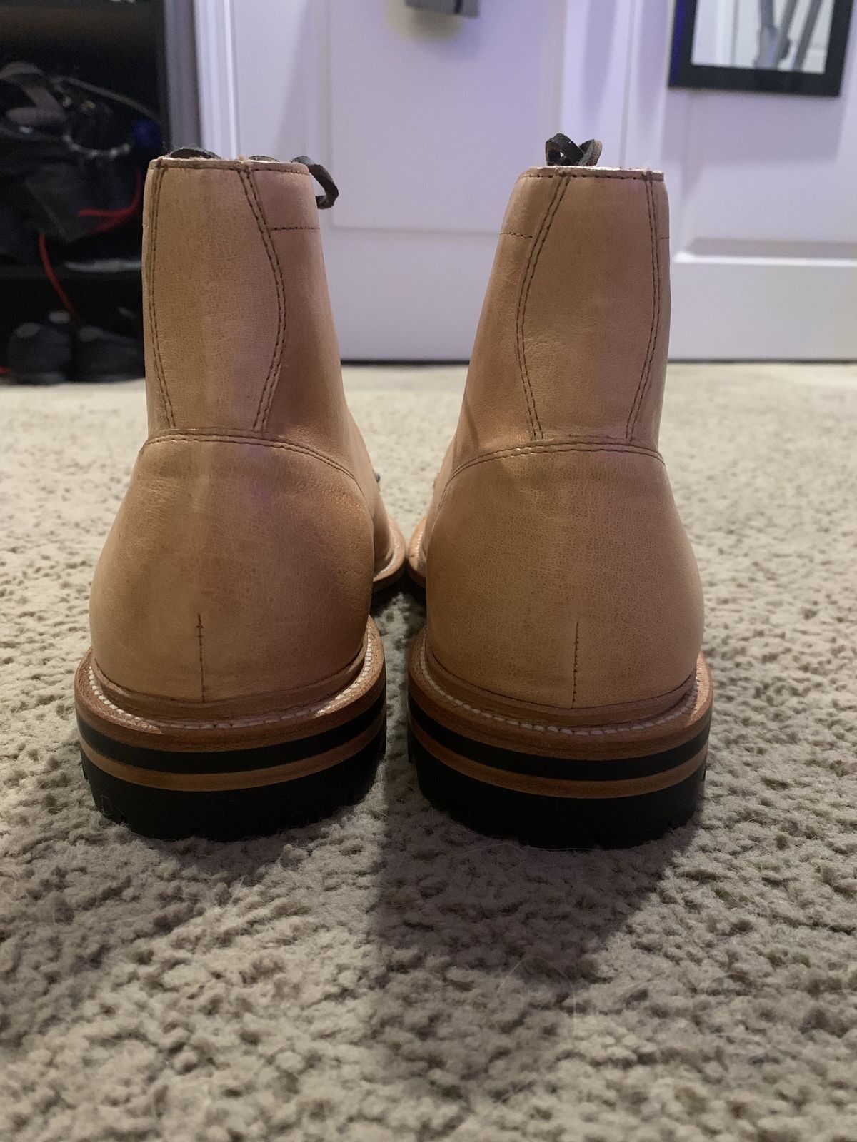 Photo by patinathunderdome on November 4, 2021 of the Grant Stone Ottawa Boot in Incas Natural Kangaroo.