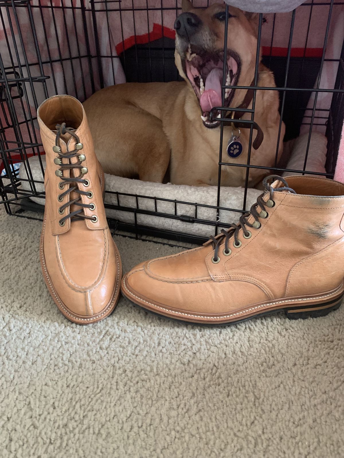 Photo by patinathunderdome on January 2, 2022 of the Grant Stone Ottawa Boot in Incas Natural Kangaroo.