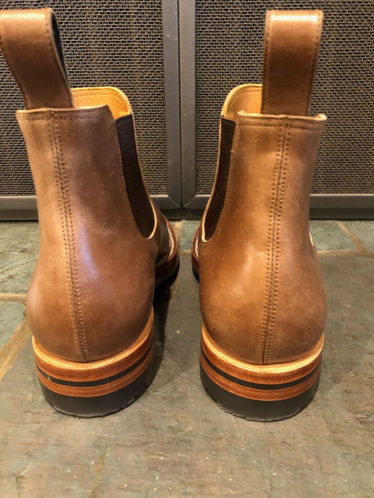 Photo by patinathunderdome on September 30, 2021 of the Benzein The Seventh Chelsea Boot in Maryam Toscanello Horsebutt.