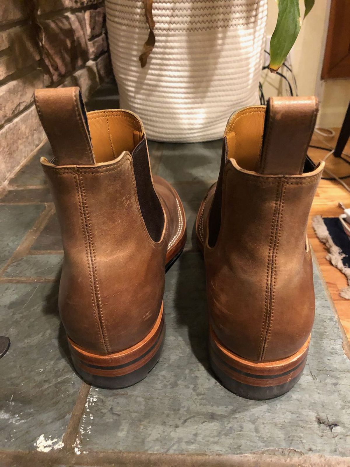 Photo by patinathunderdome on November 4, 2021 of the Benzein The Seventh Chelsea Boot in Maryam Toscanello Horsebutt.