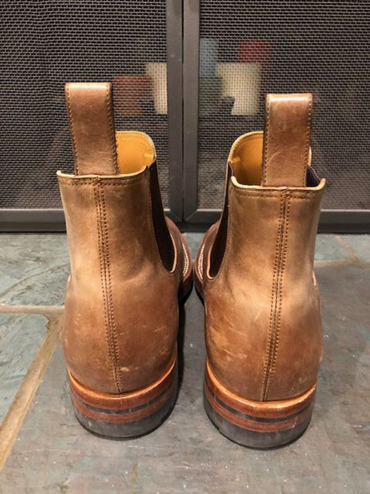 Photo by patinathunderdome on December 5, 2021 of the Benzein The Seventh Chelsea Boot in Maryam Toscanello Horsebutt.