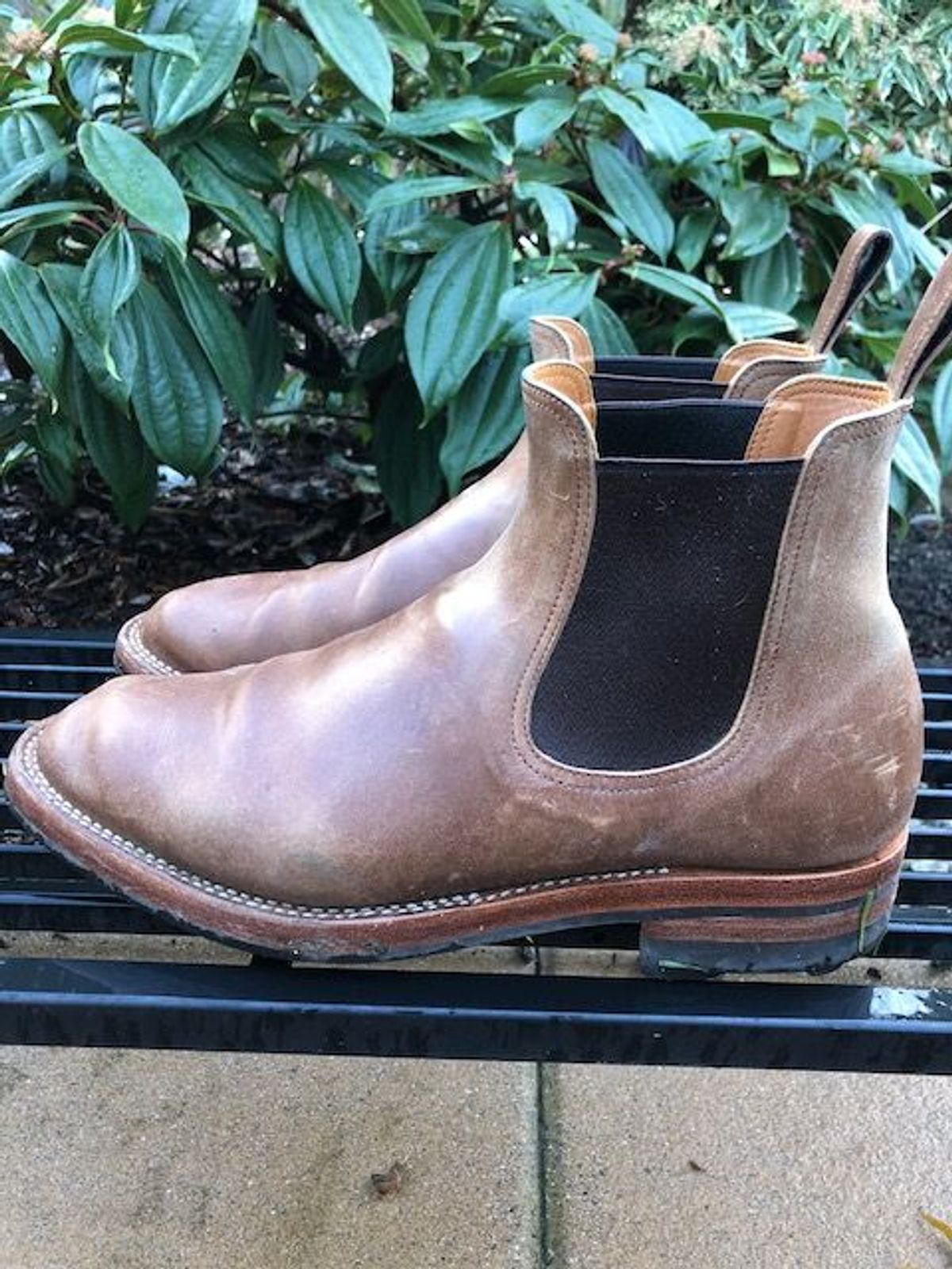 Photo by patinathunderdome on January 4, 2022 of the Benzein The Seventh Chelsea Boot in Maryam Toscanello Horsebutt.
