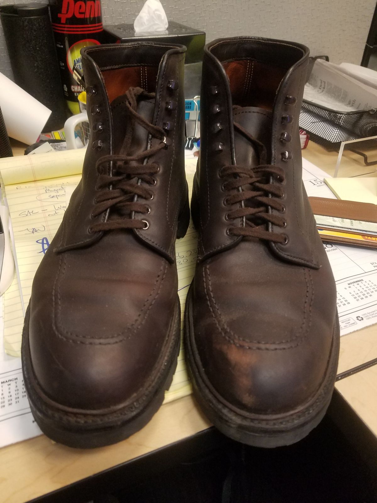 Photo by patinathunderdome on November 1, 2022 of the Alden Indy Boot in Horween Brown Chromexcel.