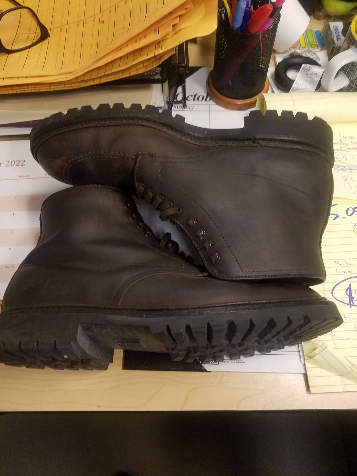 Photo by patinathunderdome on November 1, 2022 of the Alden Indy Boot in Horween Brown Chromexcel.