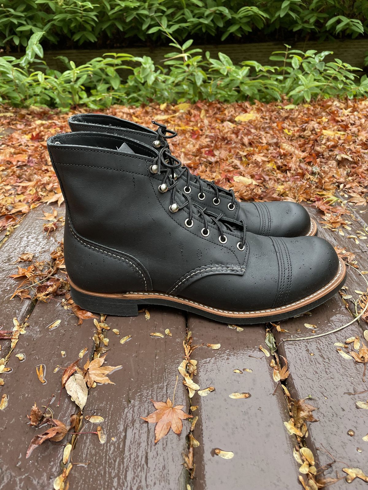 Photo by patinathunderdome on November 1, 2021 of the Red Wing Iron Ranger in S.B. Foot Black Harness.