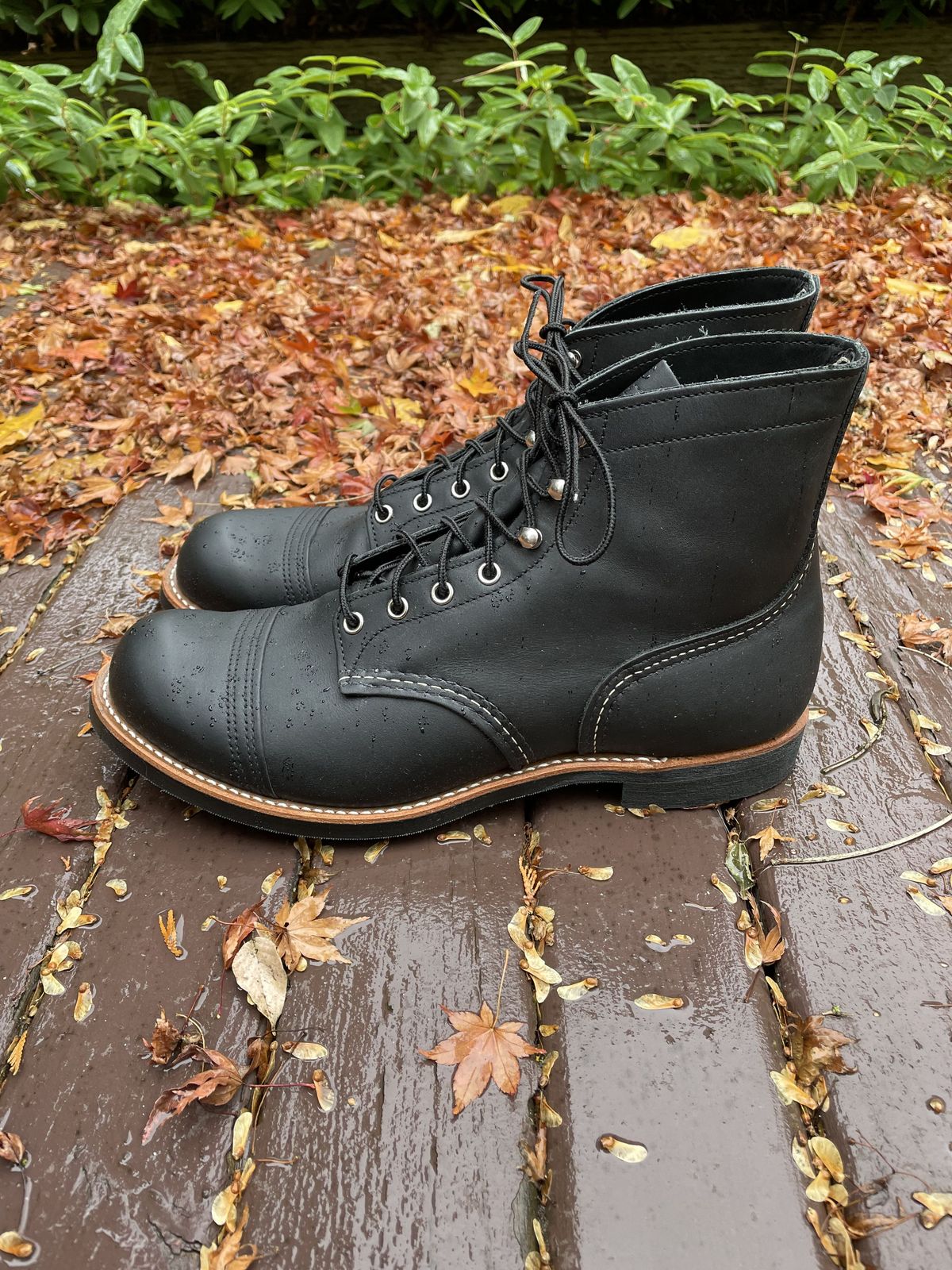 Photo by patinathunderdome on November 1, 2021 of the Red Wing Iron Ranger in S.B. Foot Black Harness.